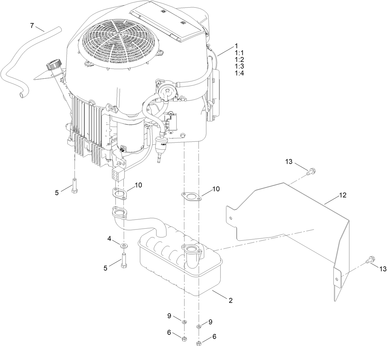 Engine and Muffler Assembly