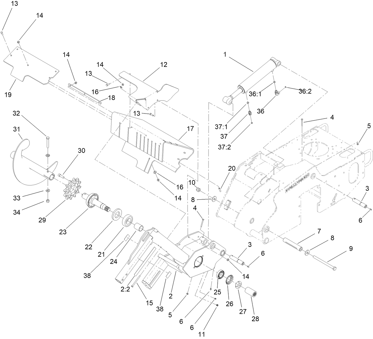 Trencher Head and Lift Assembly