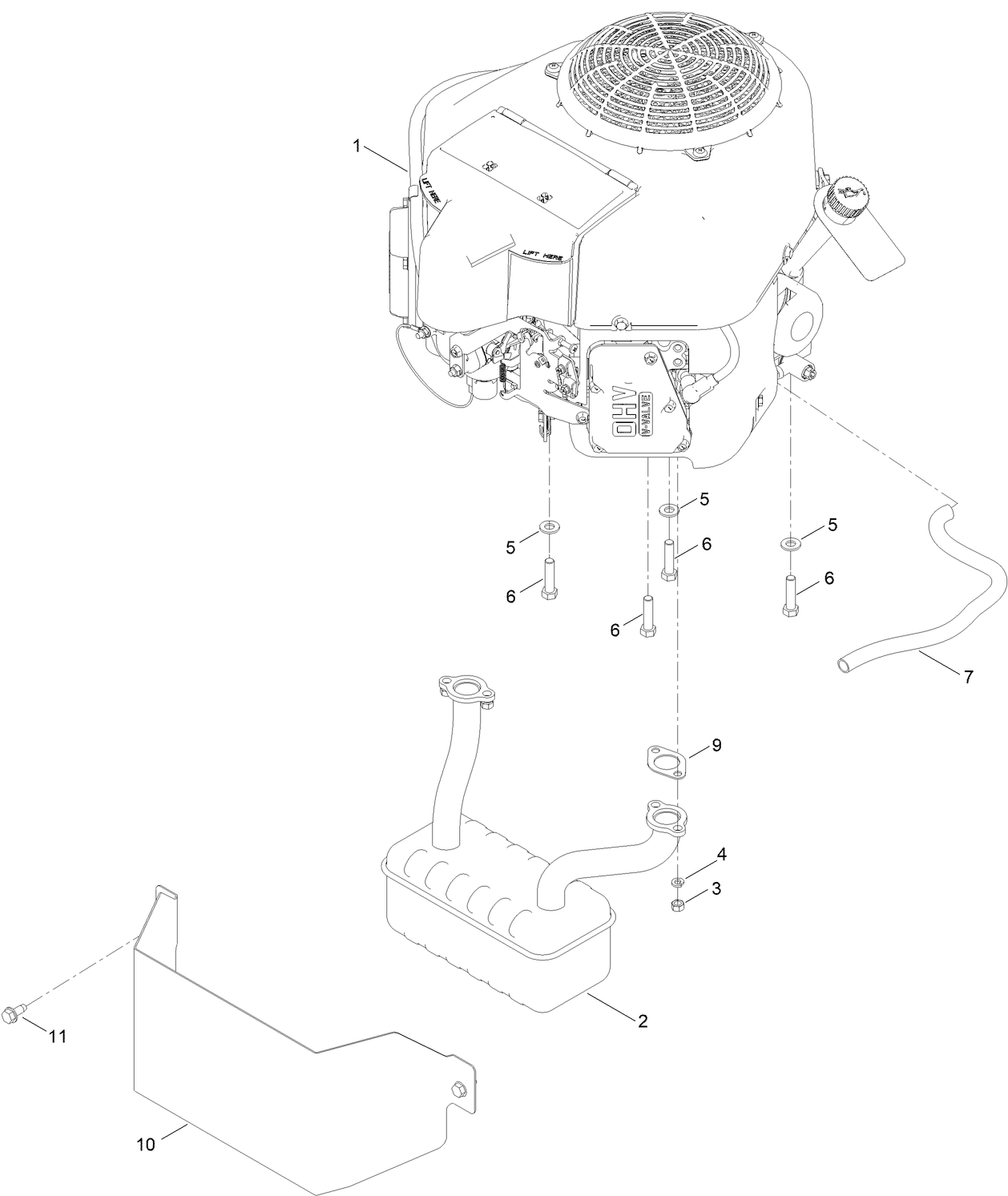 Engine and Muffler Assembly