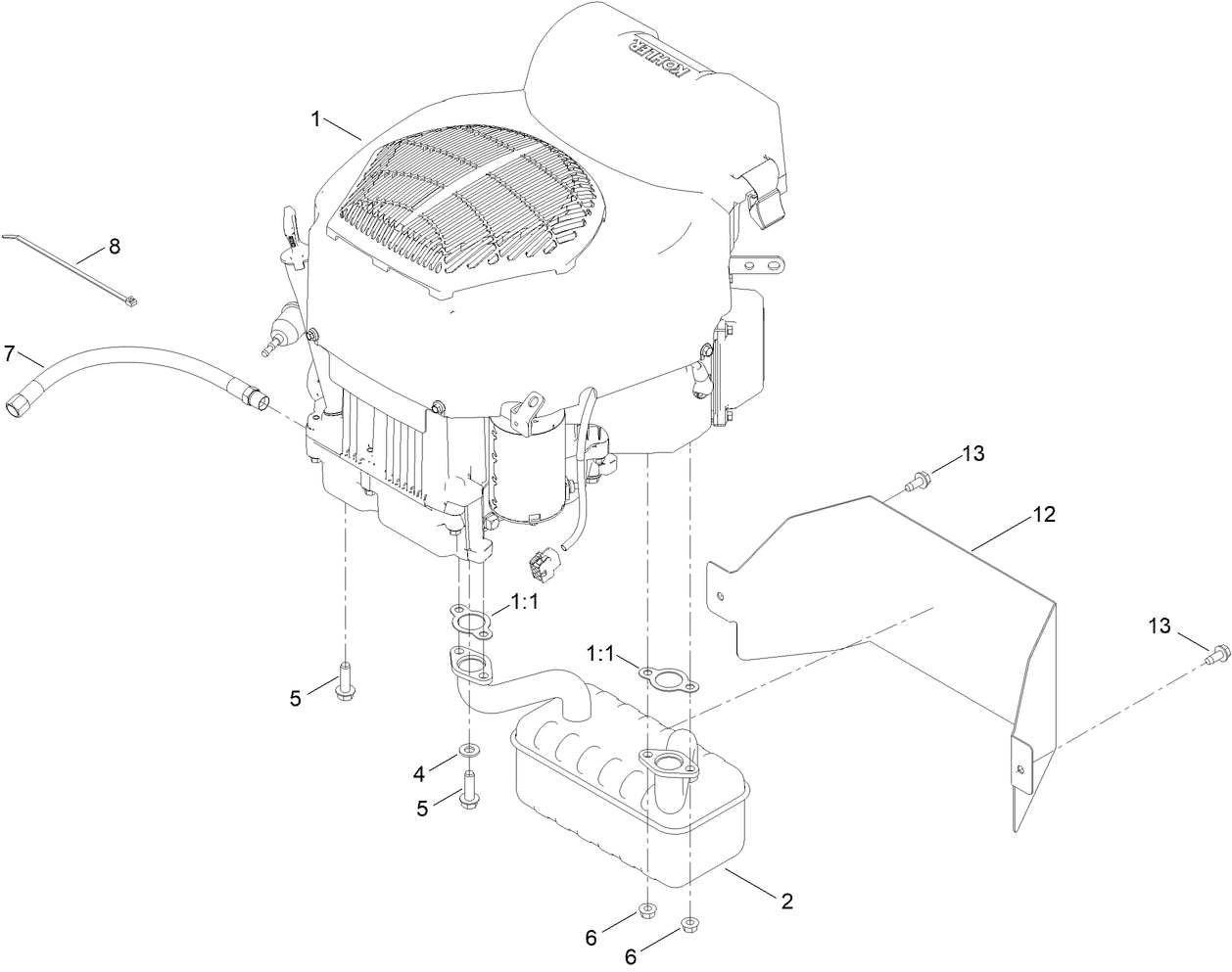 Engine and Muffler Assembly