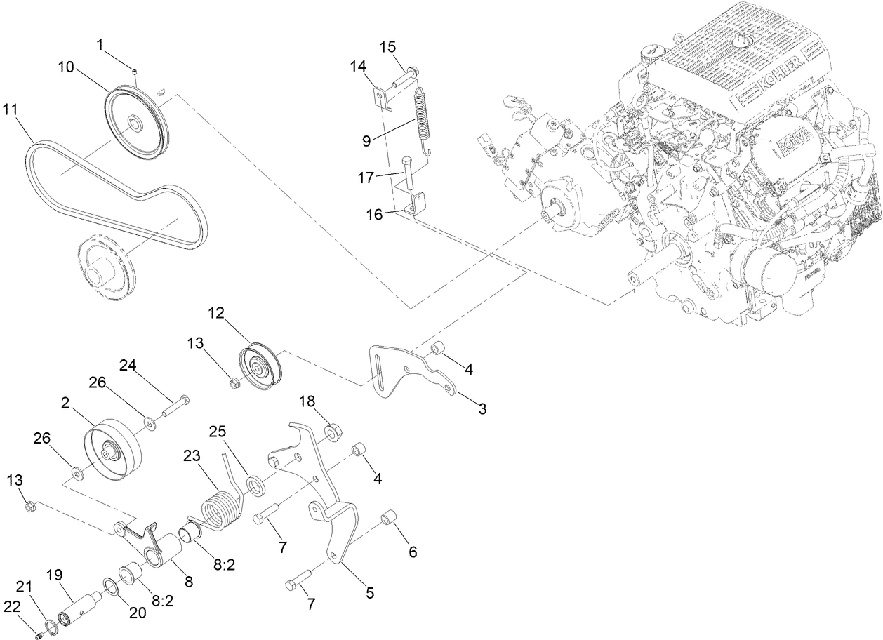 Idler, Pulley and Belt Assembly