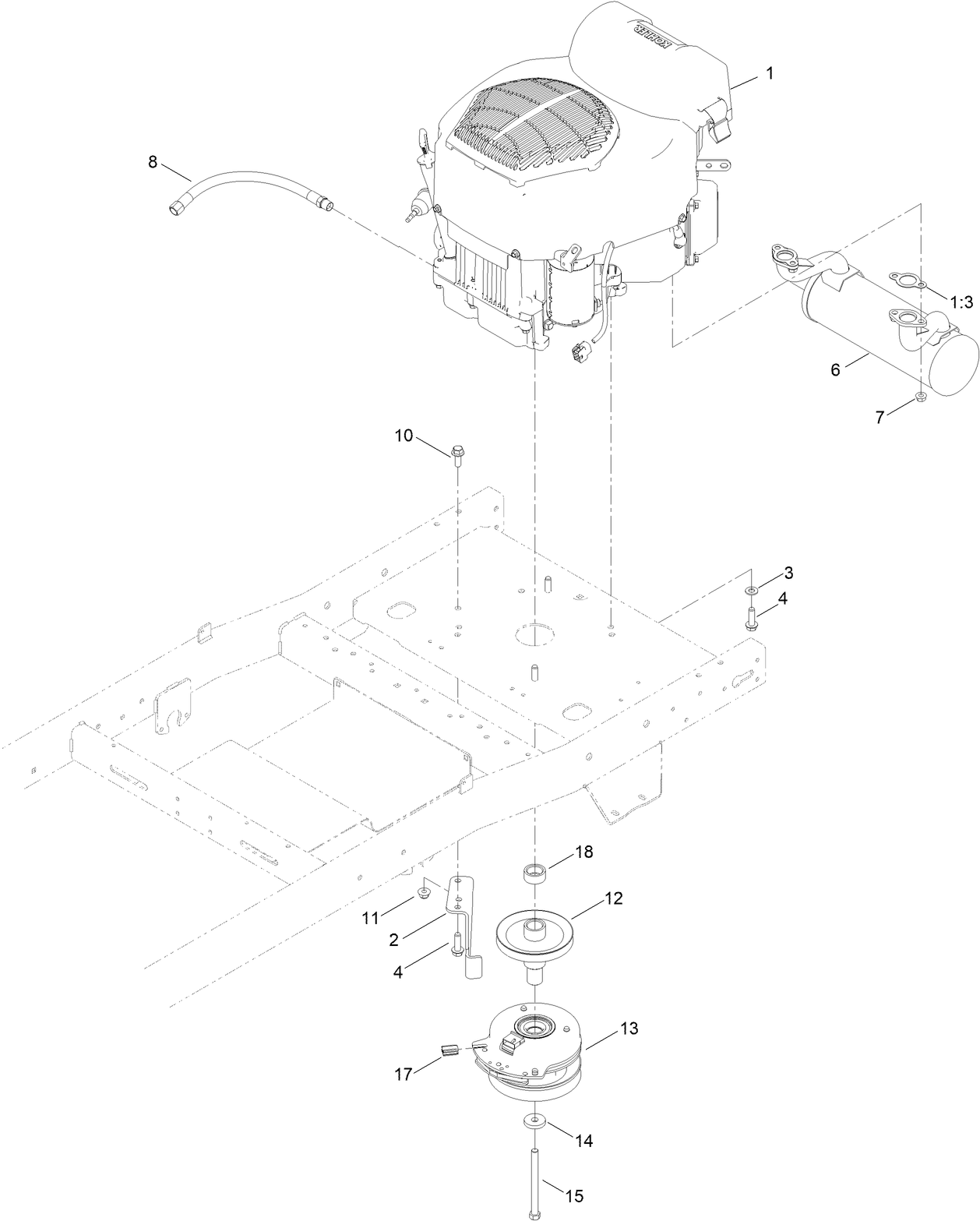 Engine and Muffler Assembly