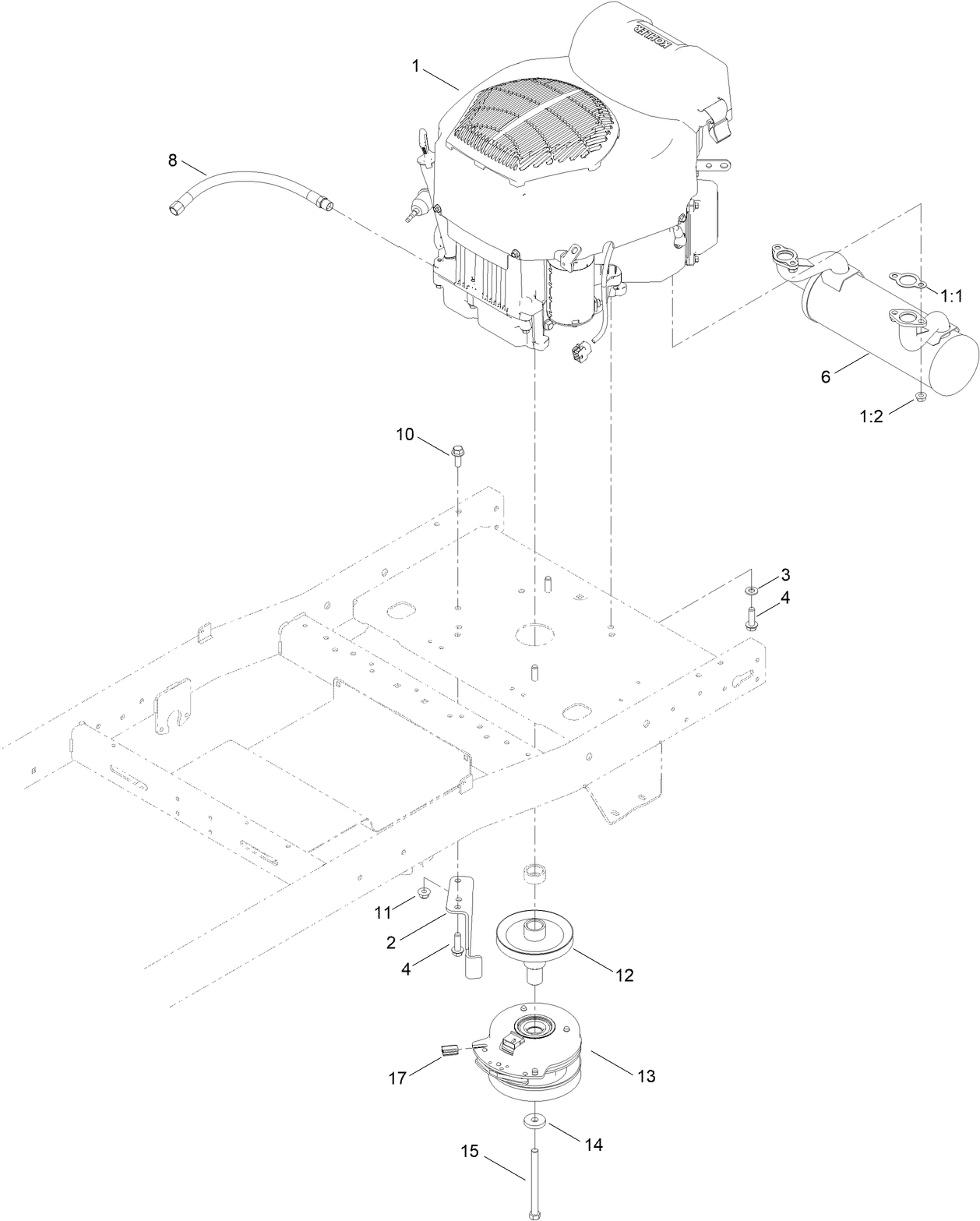 Engine and Muffler Assembly