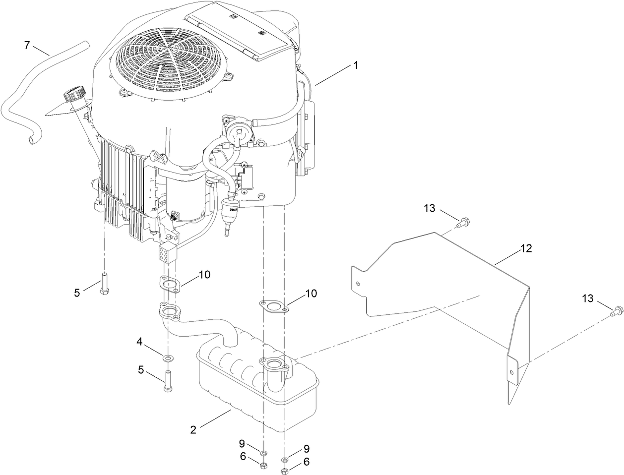Engine and Muffler Assembly