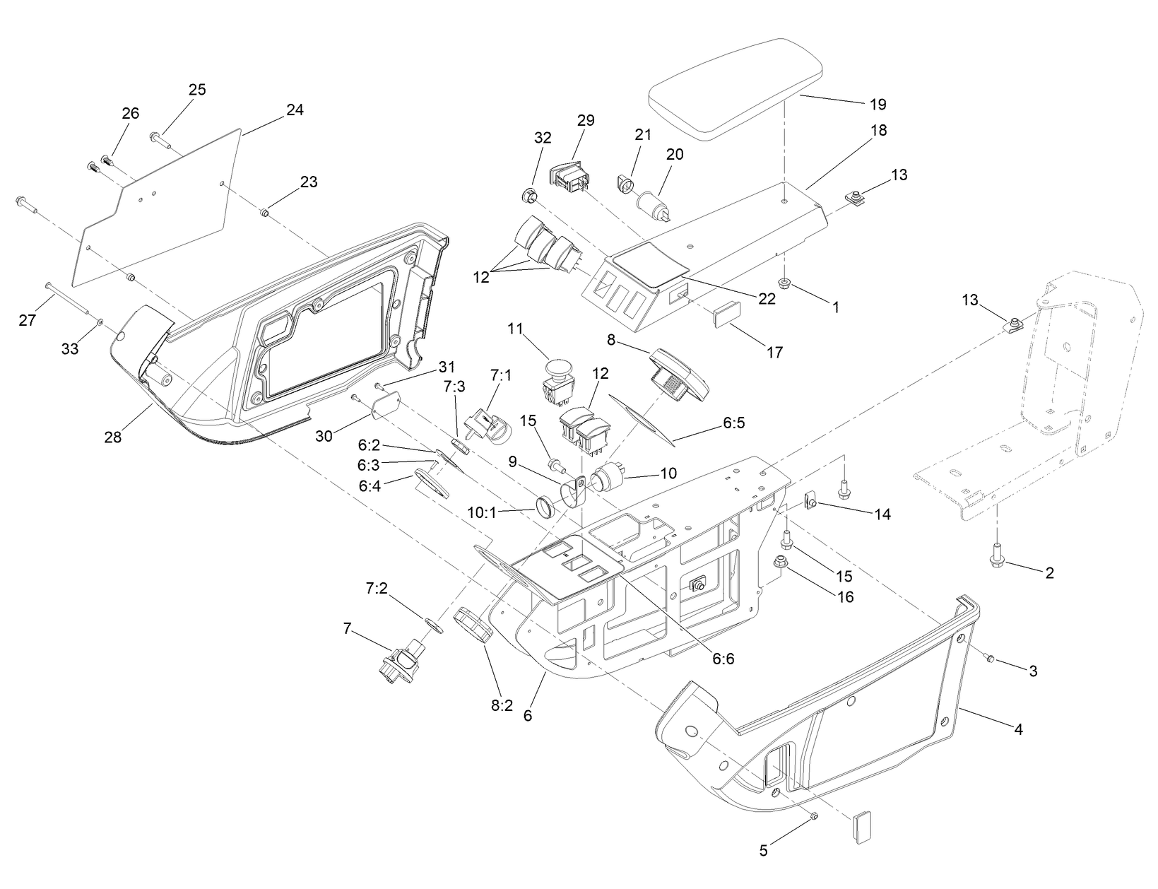 Armrest Control Panel Assembly