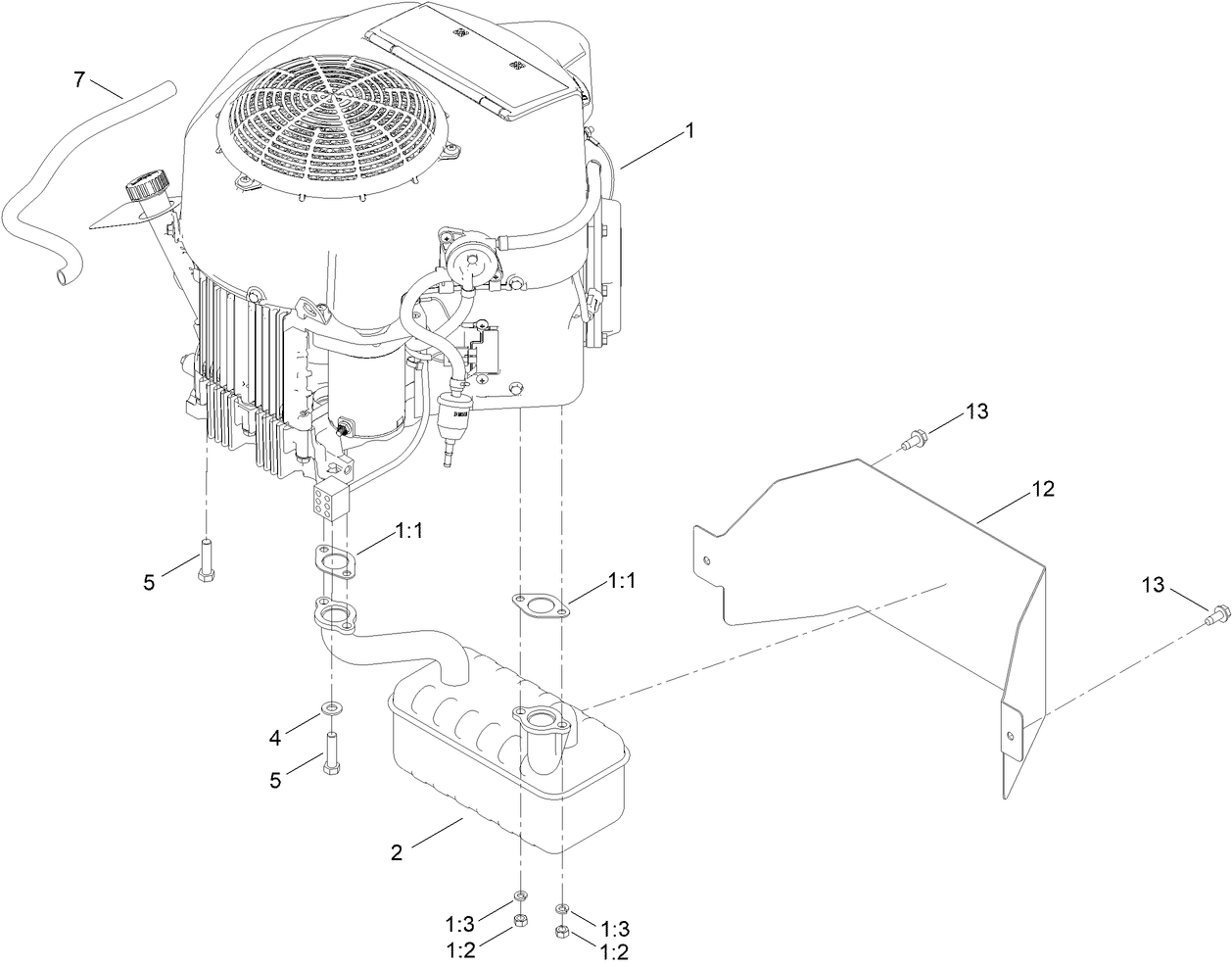 Engine and Muffler Assembly