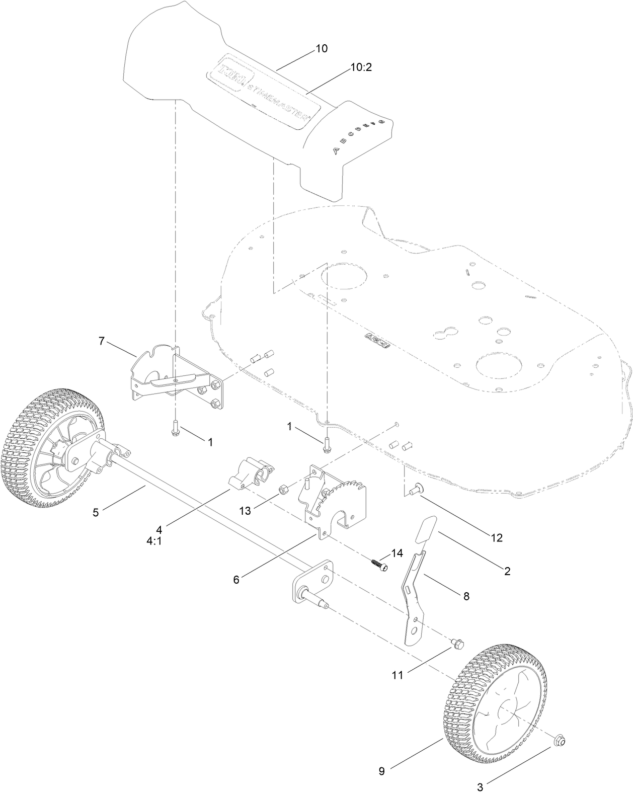 Front Wheel and Height-of-Cut Assembly
