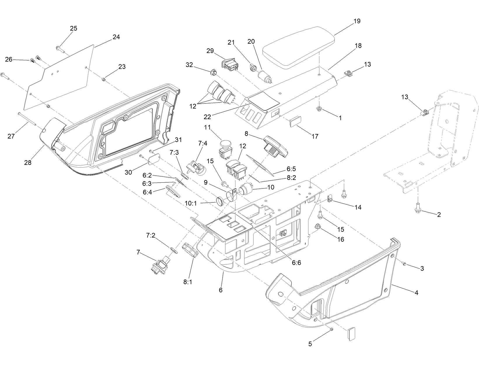 Armrest Control Panel Assembly