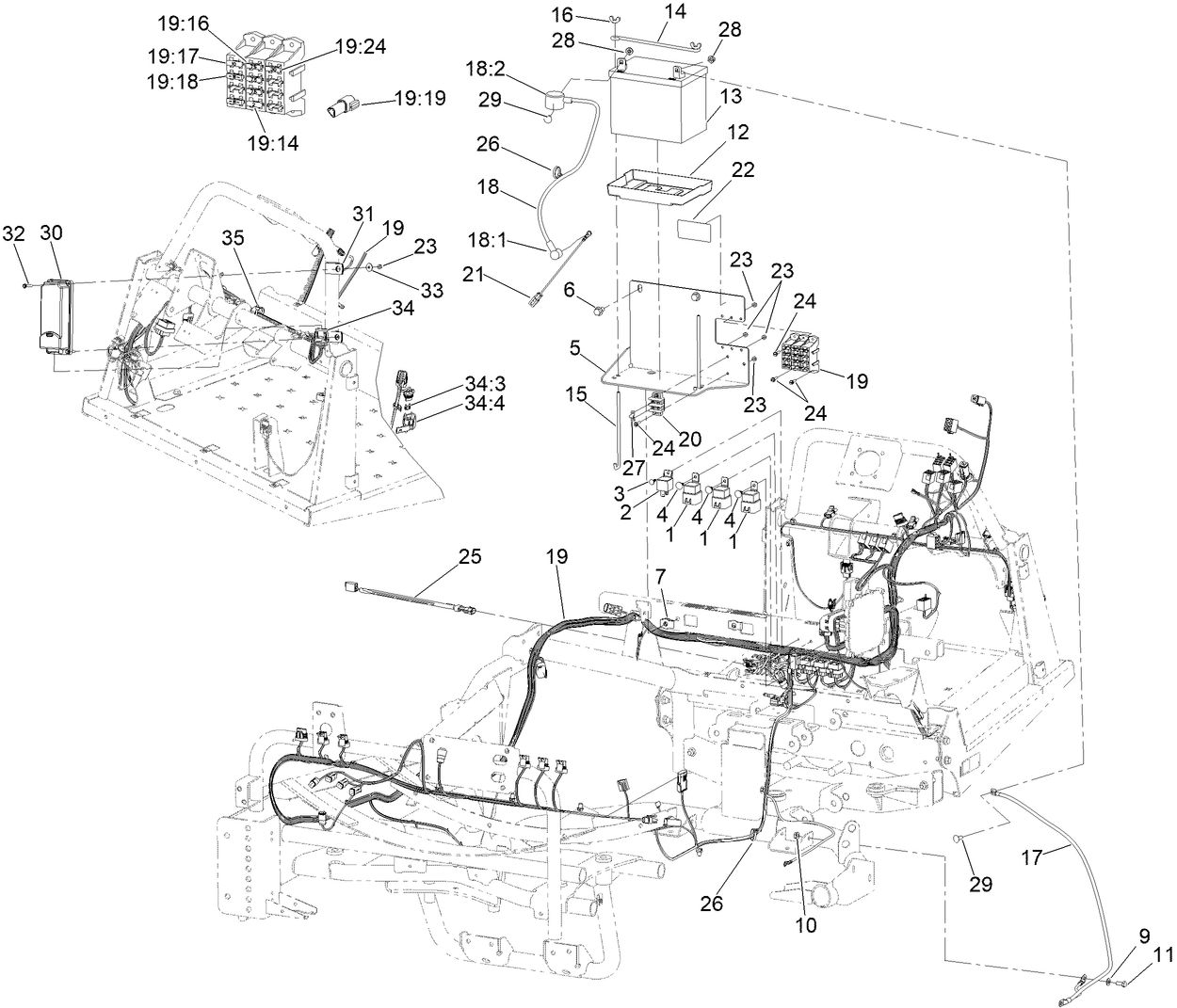 Main Wiring Harness and Battery Assembly