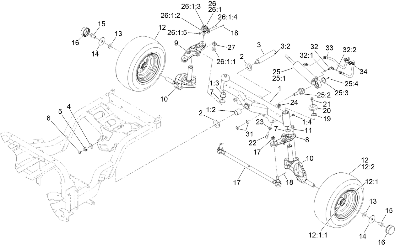 Rear Axle and Wheel Assembly