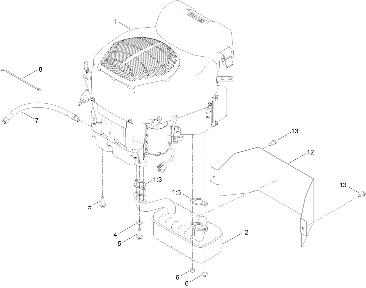 Engine and Muffler Assembly