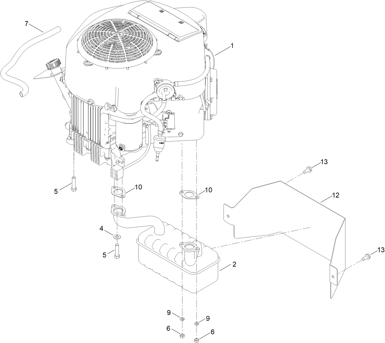 Engine and Muffler Assembly