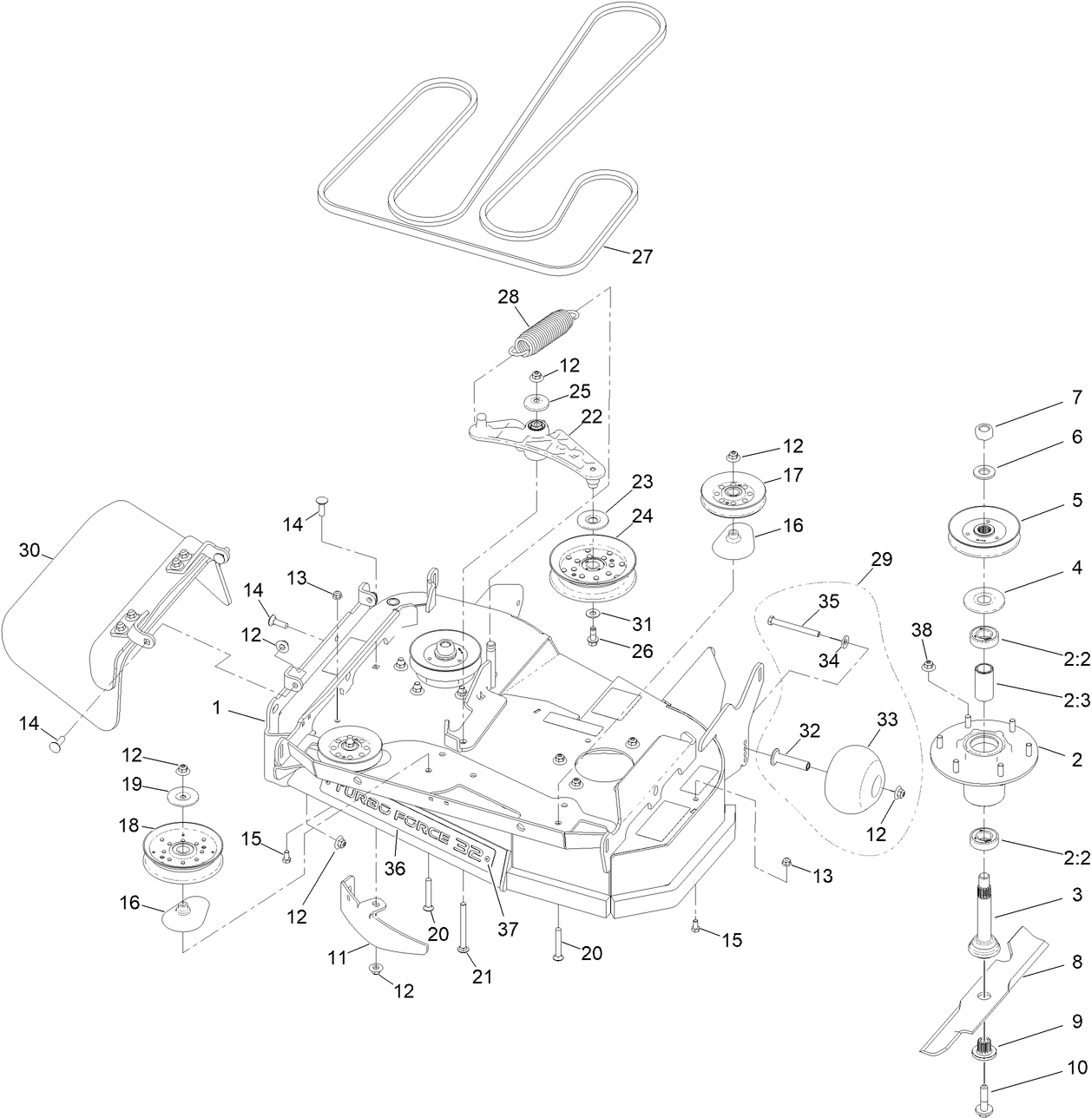 32 Inch Deck Assembly
