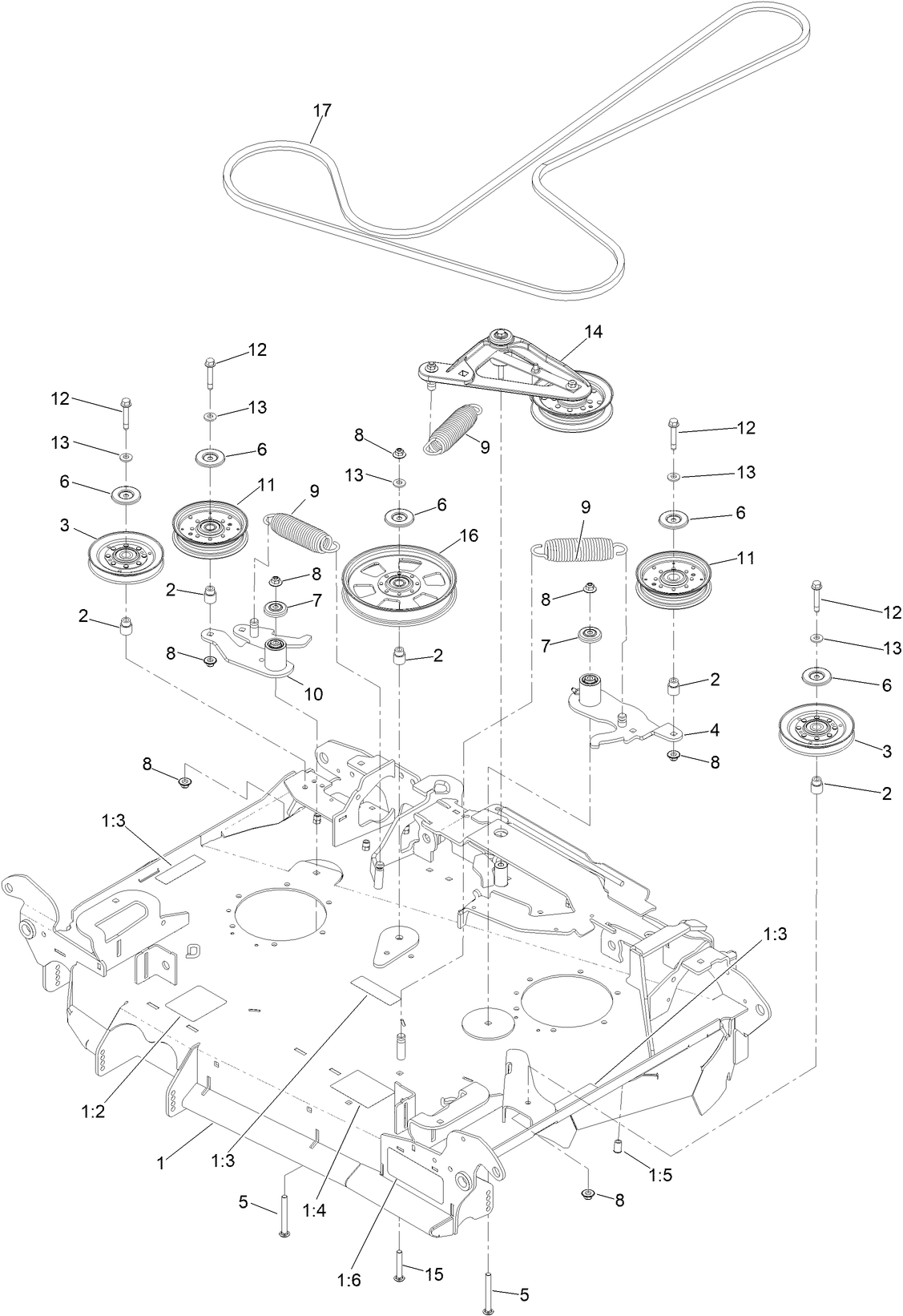 Center Deck Belt Drive Assembly