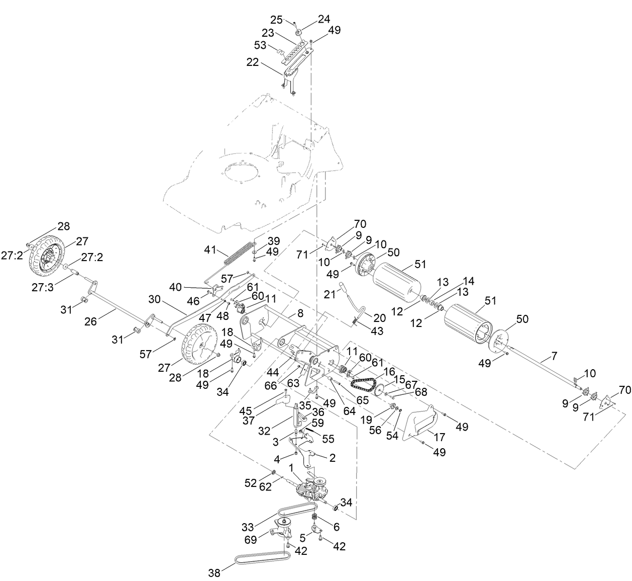 Traction and Height-of-Cut Assembly