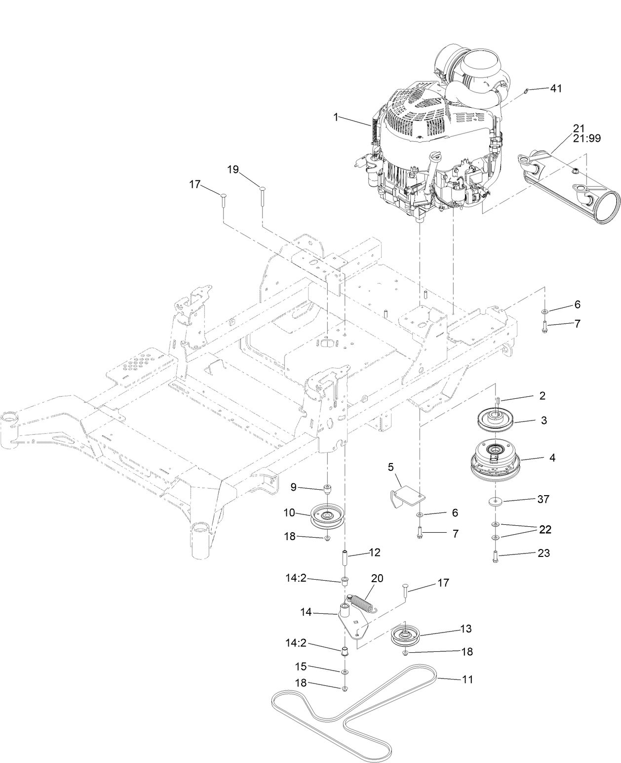 Engine, Clutch and Muffler Assembly