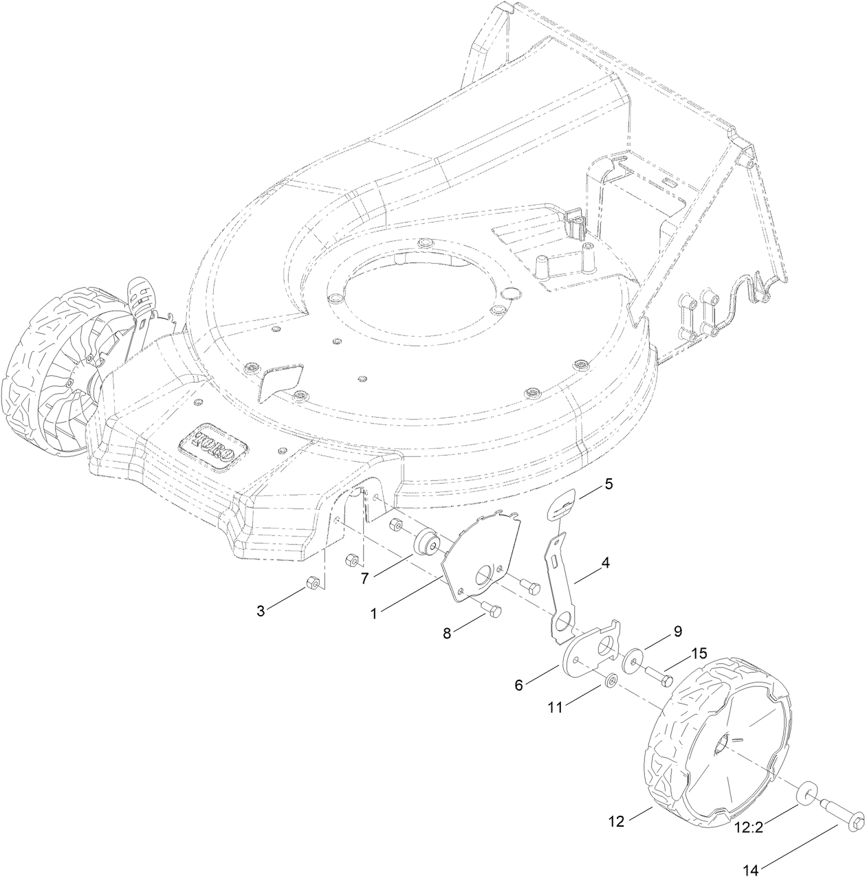 Front Wheel and Height-of-Cut Assembly