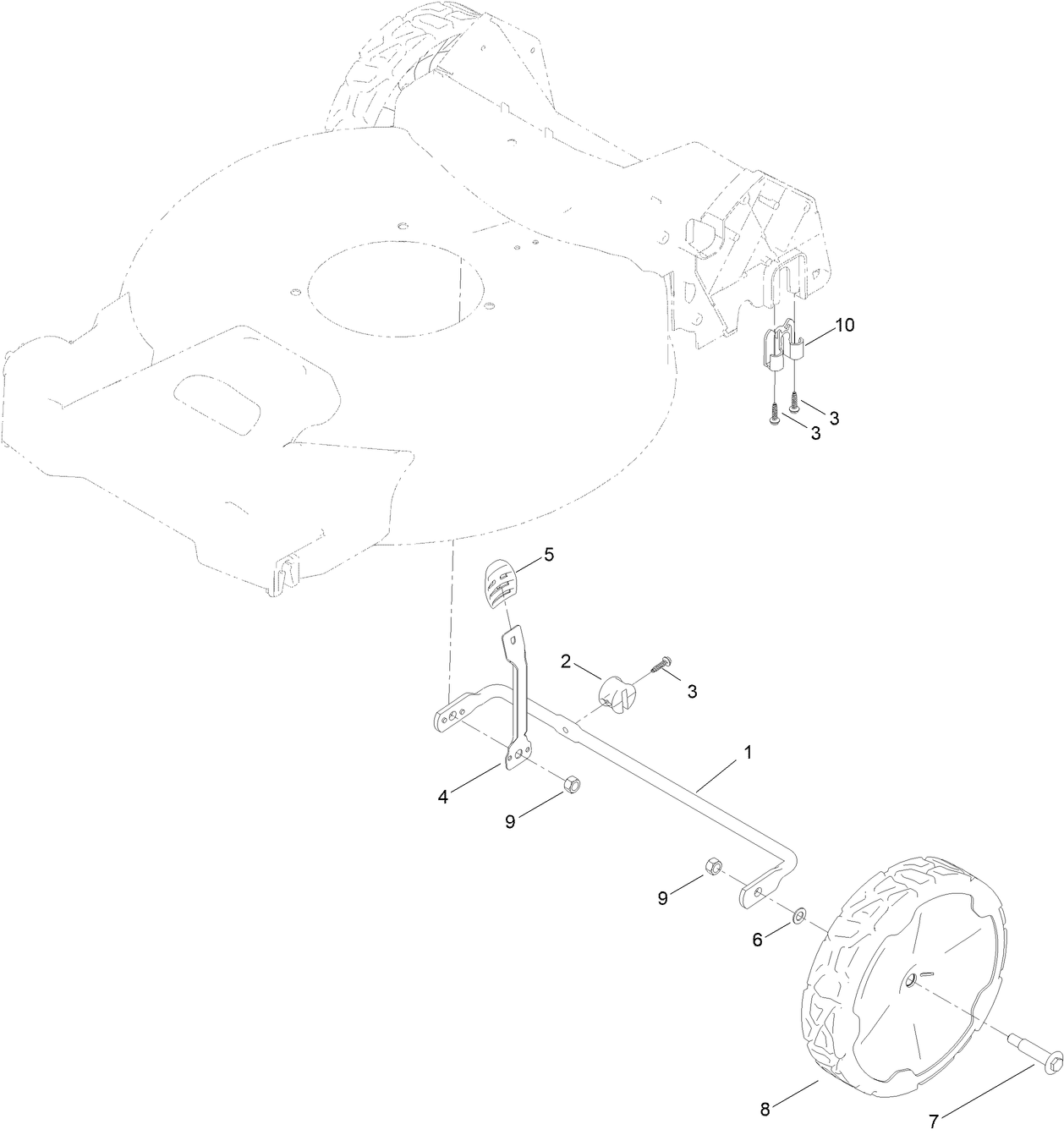 Rear Wheel and Height-of-Cut Assembly