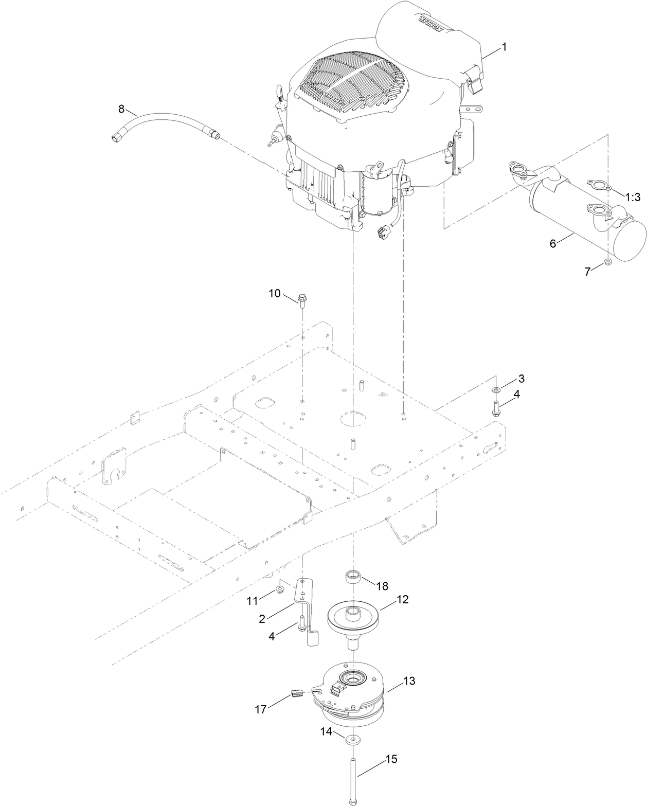 Engine and Muffler Assembly