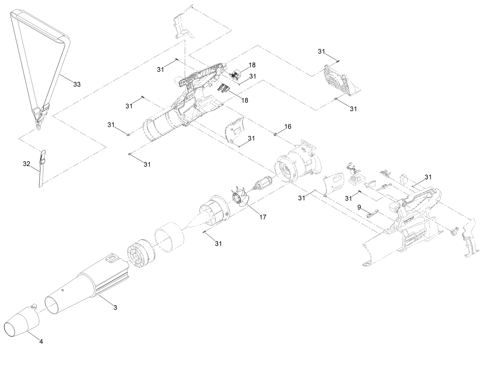 Flex-Force Power System  60V MAX Leaf Blower Assembly