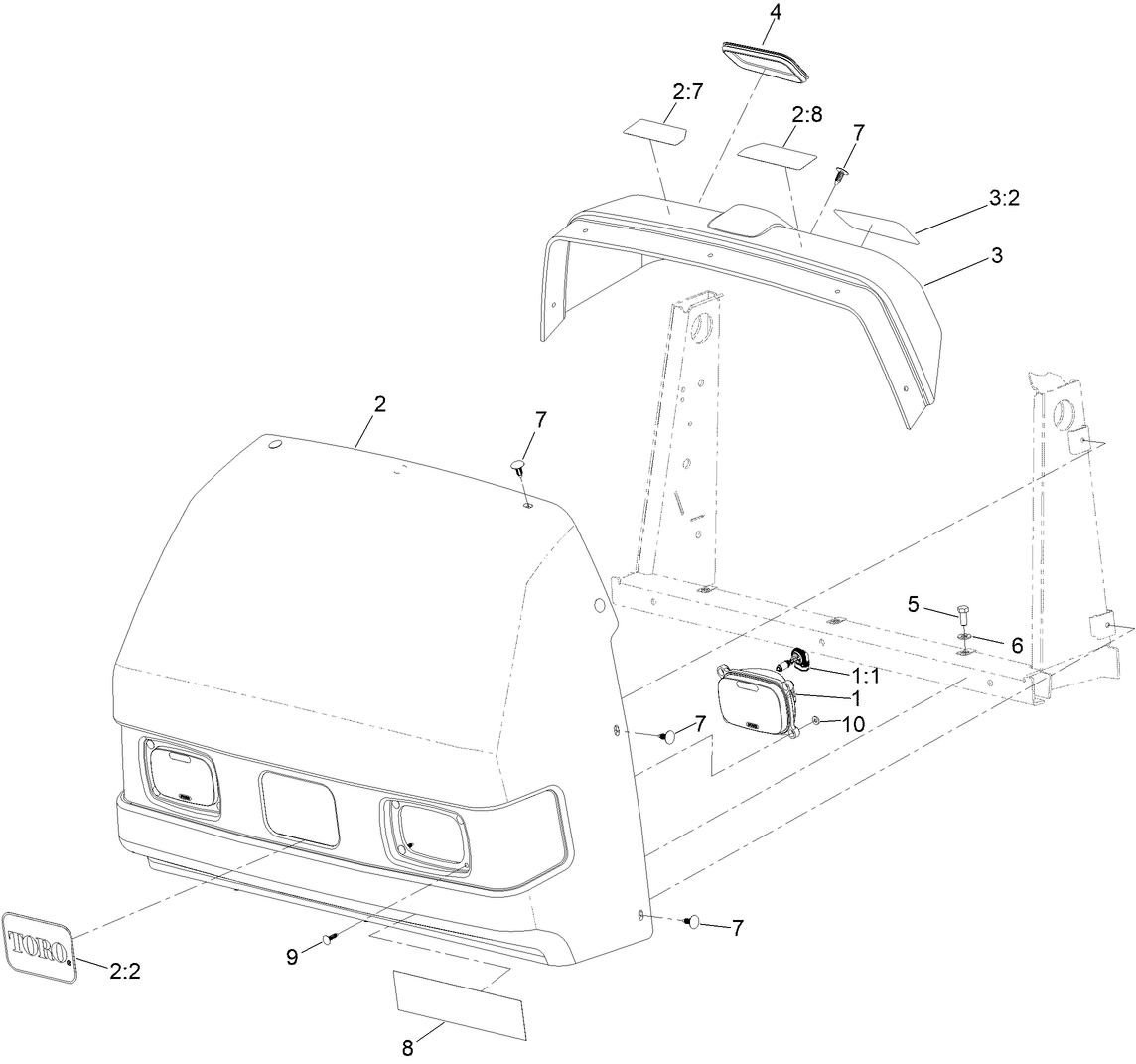 Hood, Dash and Headlight Assembly