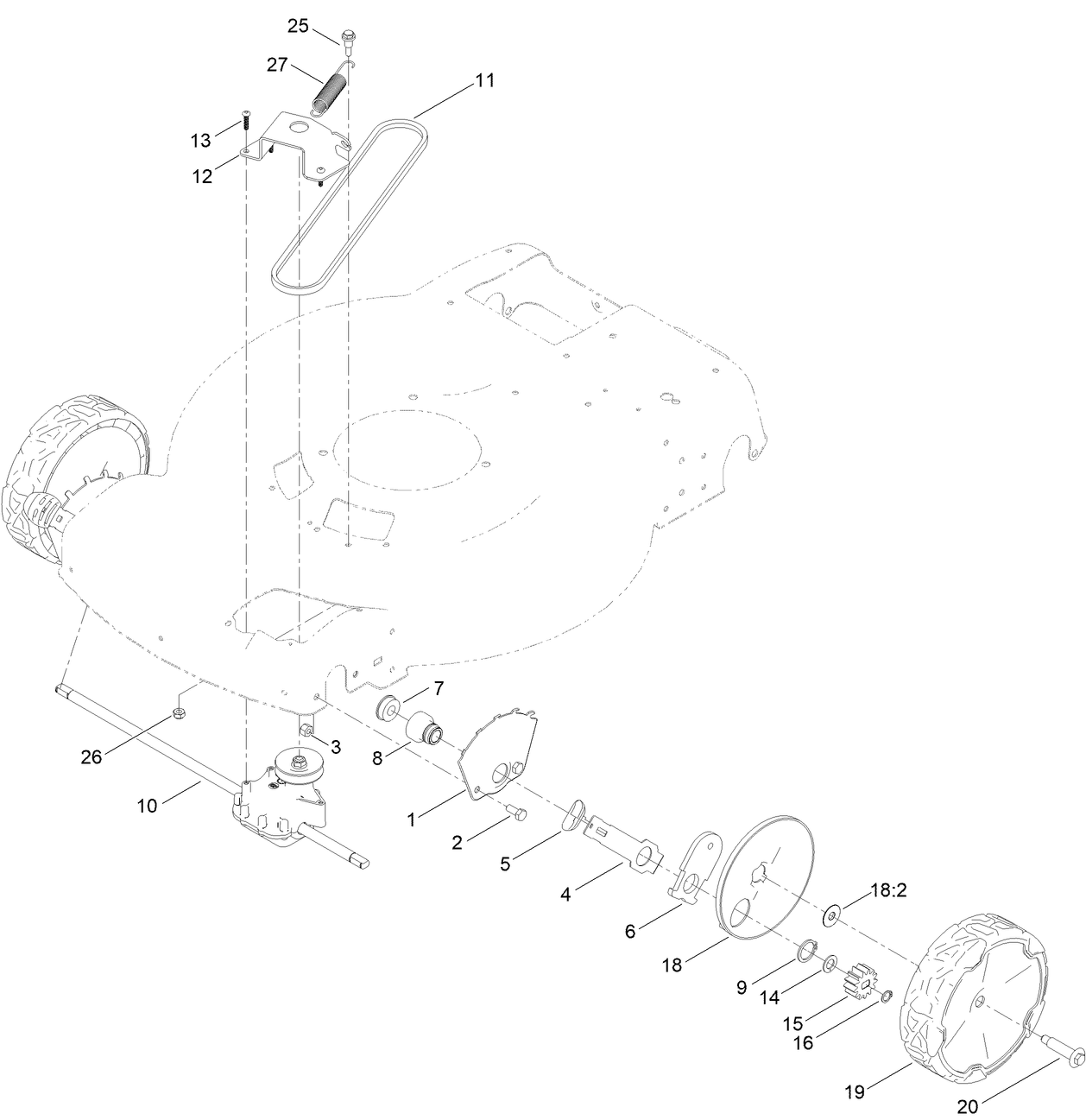 Front Wheel and Height-of-Cut Assembly