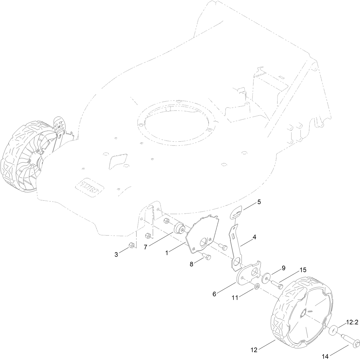 Front Wheel and Height-of-Cut Assembly