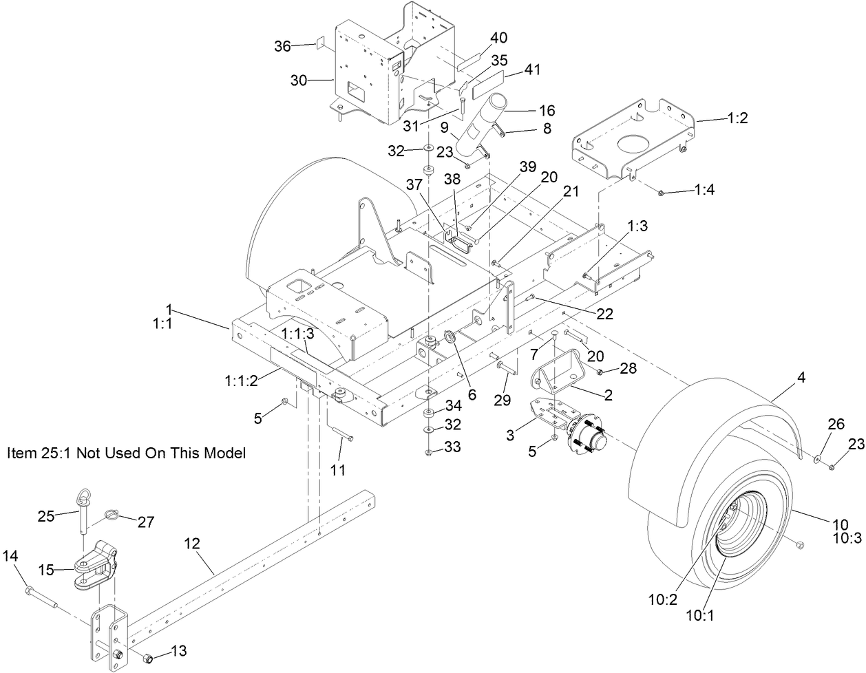 Frame, Wheel, Axle and Hitch Assembly