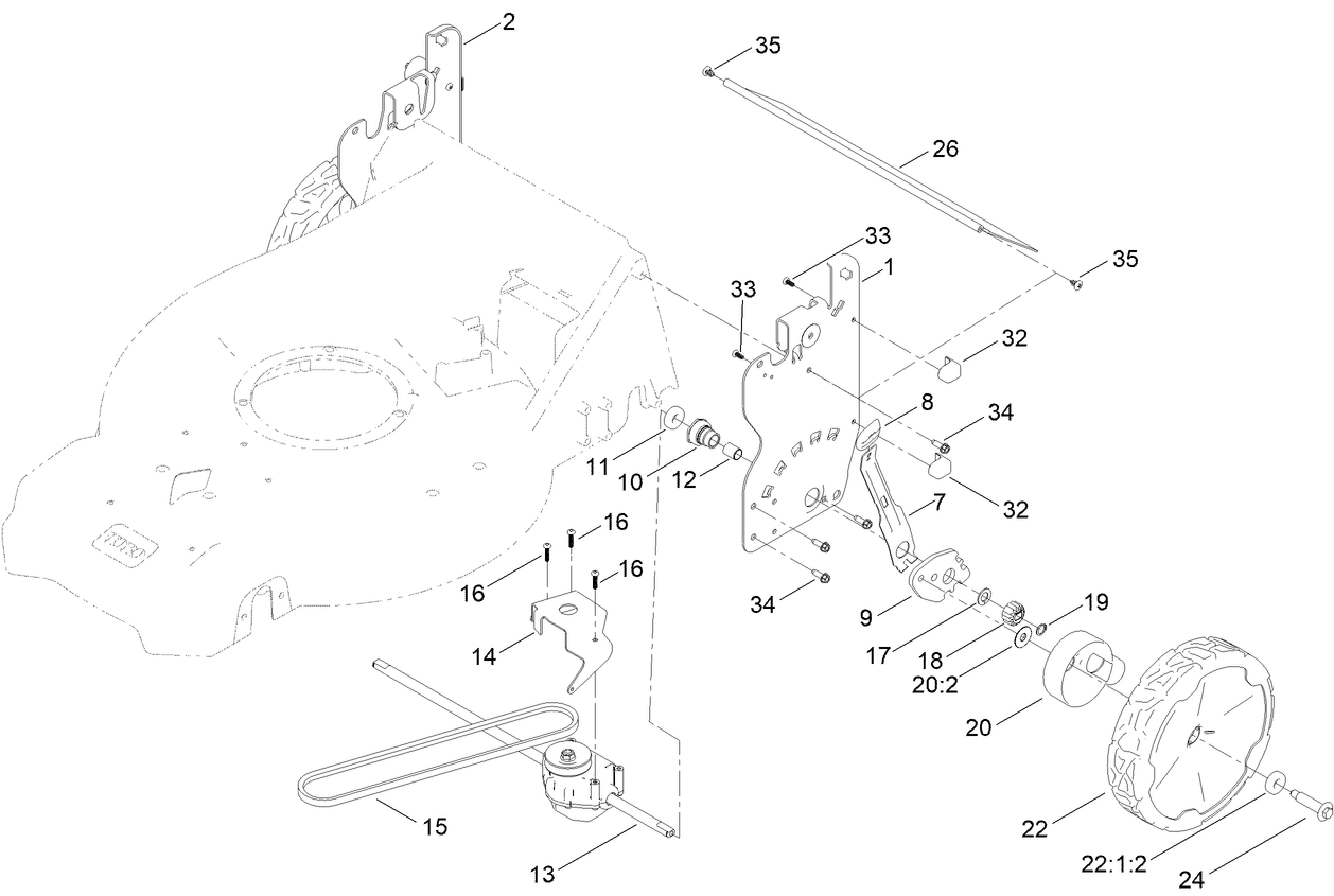 Rear Wheel and Height-of-Cut Assembly