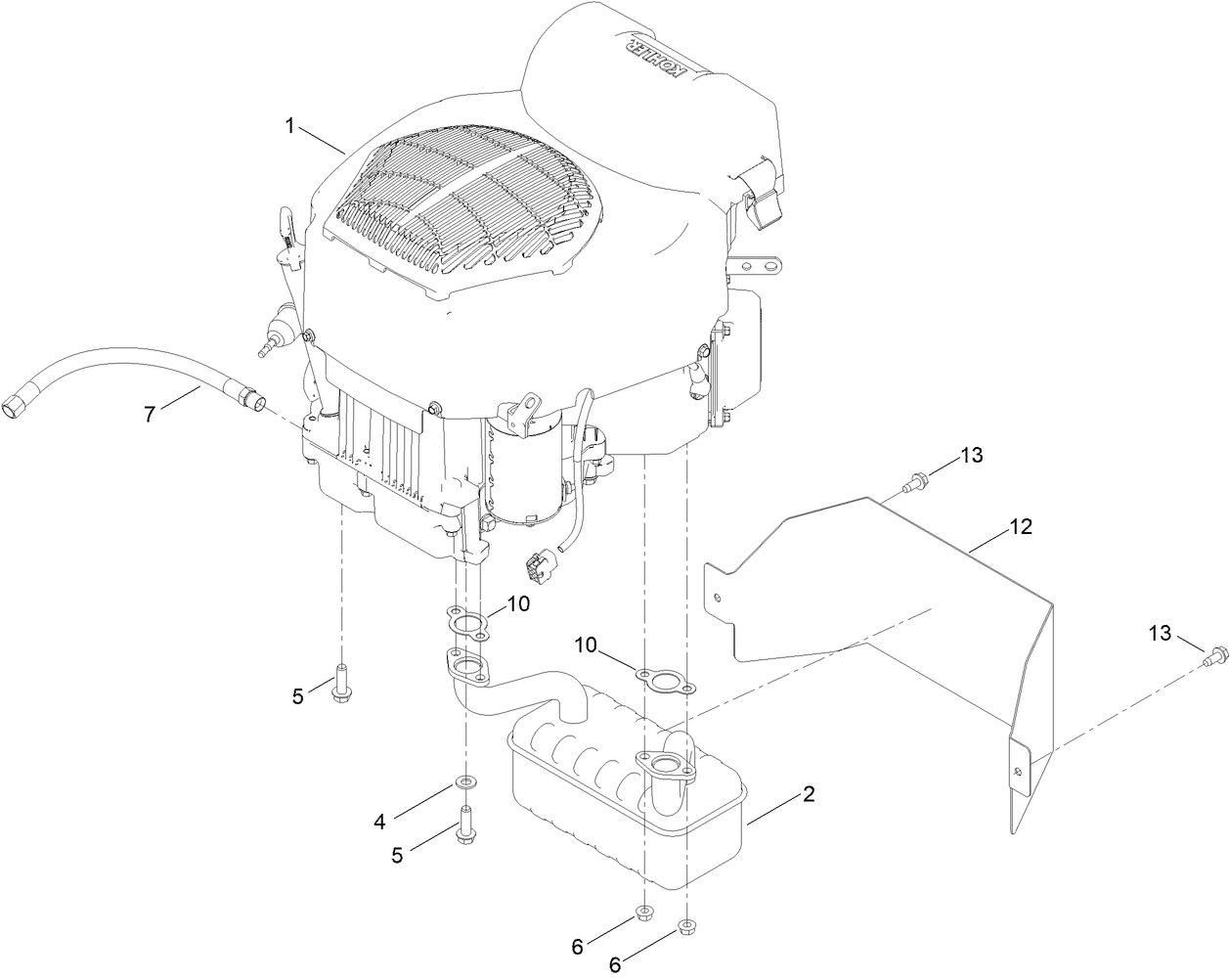 Engine and Muffler Assembly
