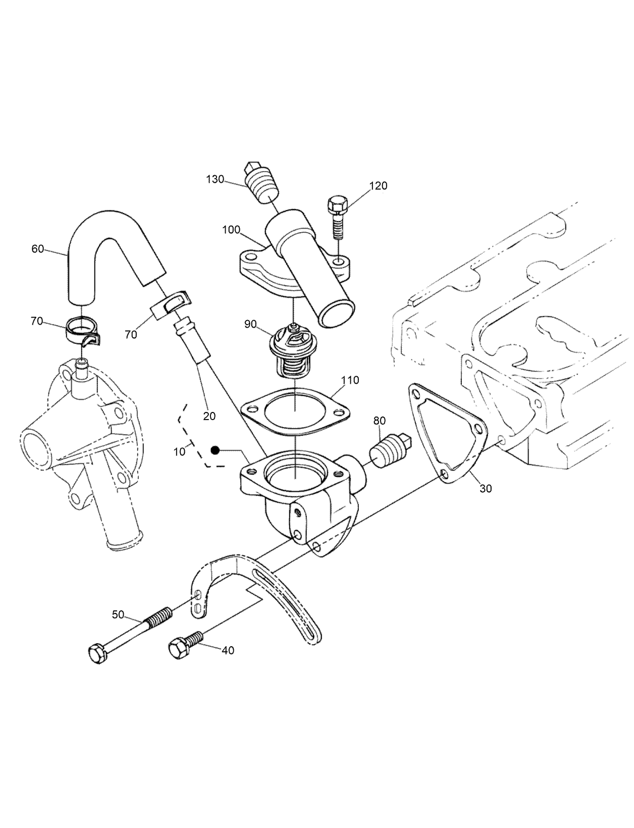 Water Flange and Thermostat Assembly