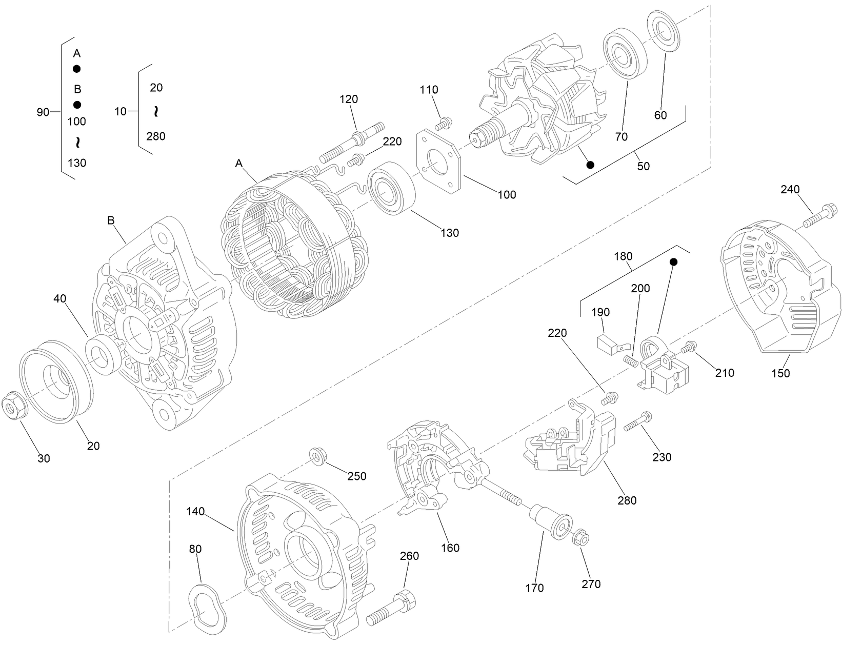 Alternator Components Assembly