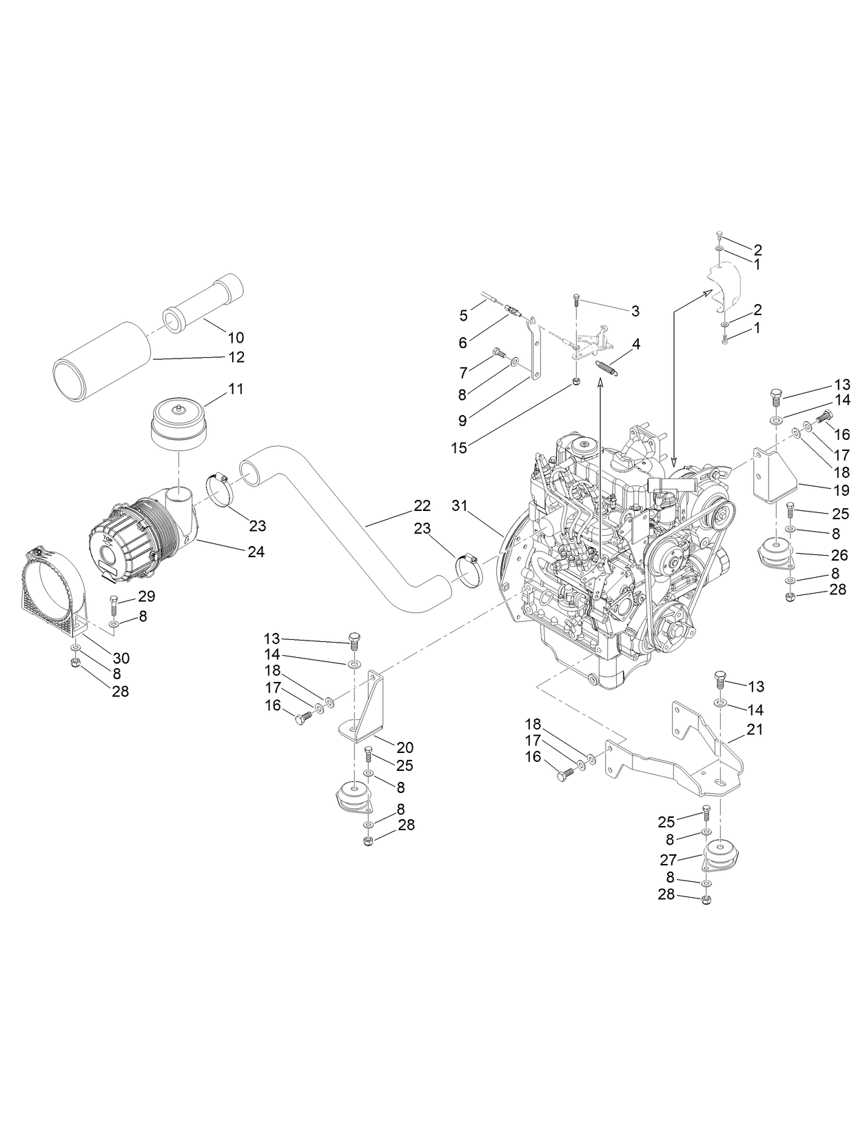 Engine and Air Filter Assembly