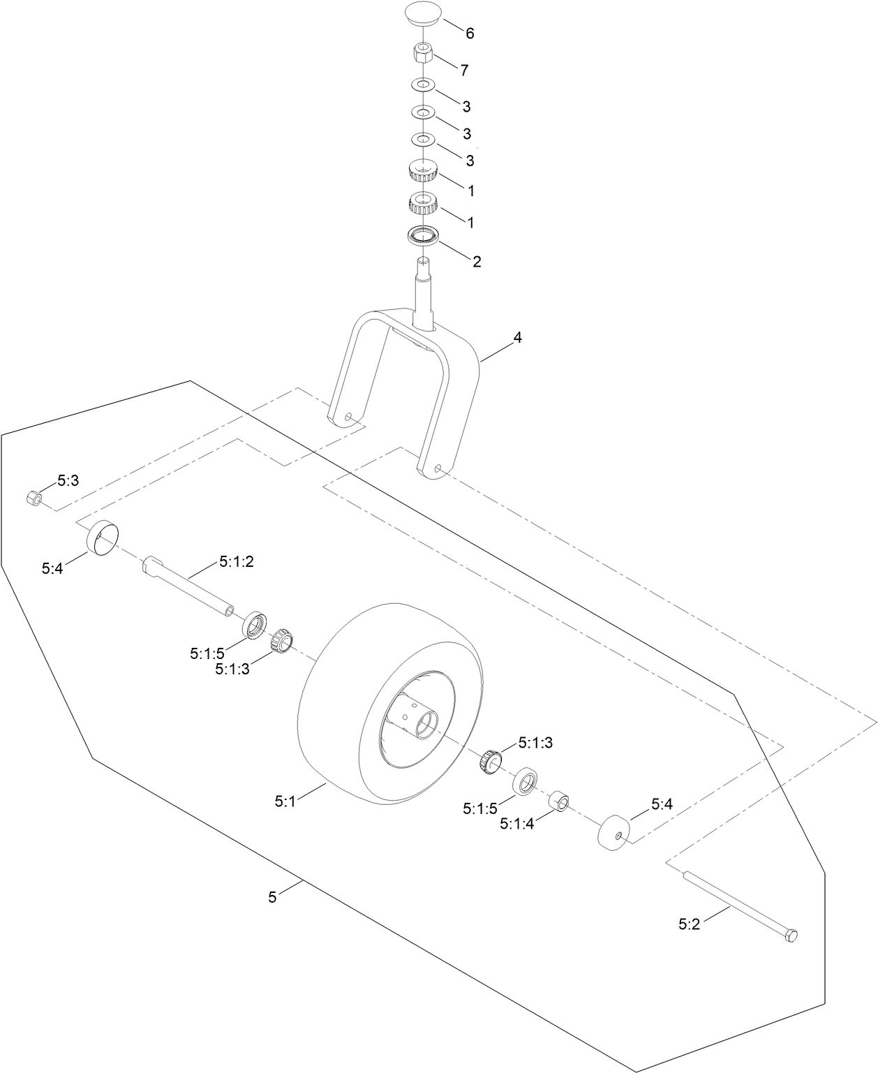 Caster Fork and Wheel Assembly