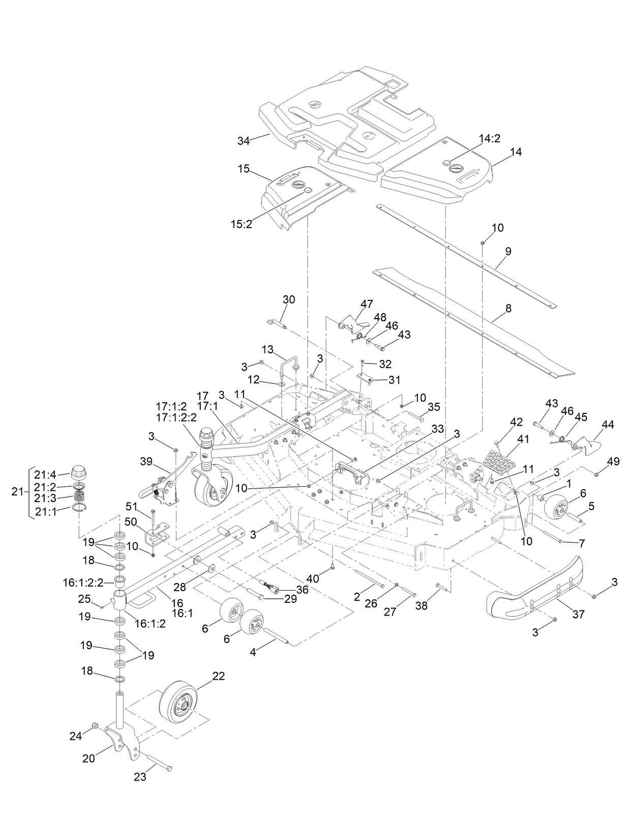 Belt Cover, Caster Arm and Wheel Assembly