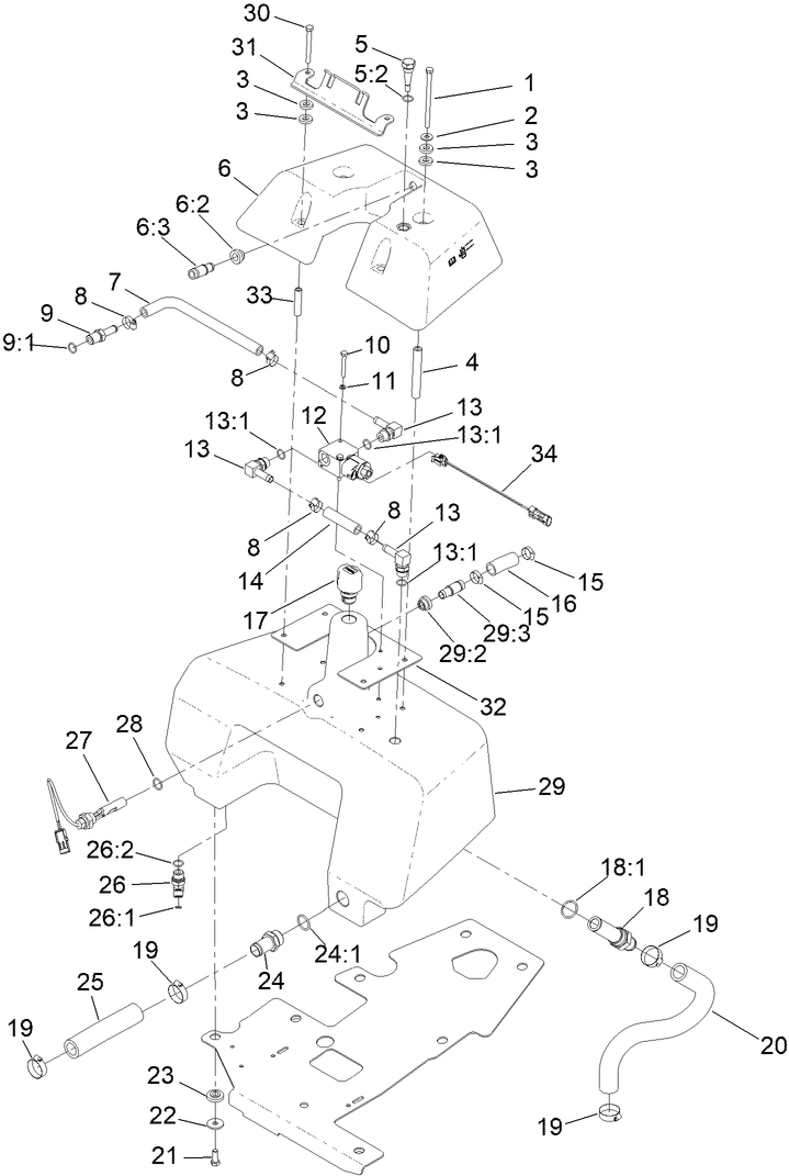 Hydraulic Reservoir and Leak Detector Assembly