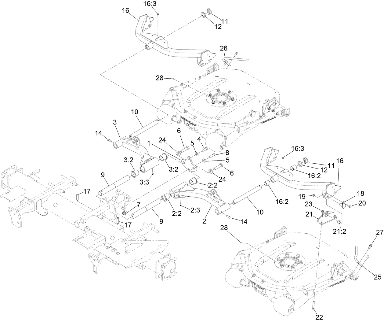 No. 2 and 3 Lift Arm and Deck Assembly
