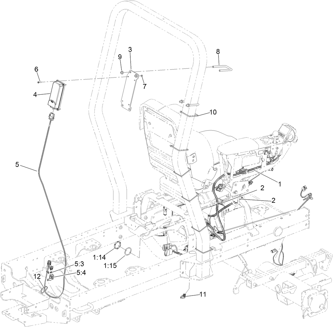 Seat and Control Arm Wiring Harness Assembly