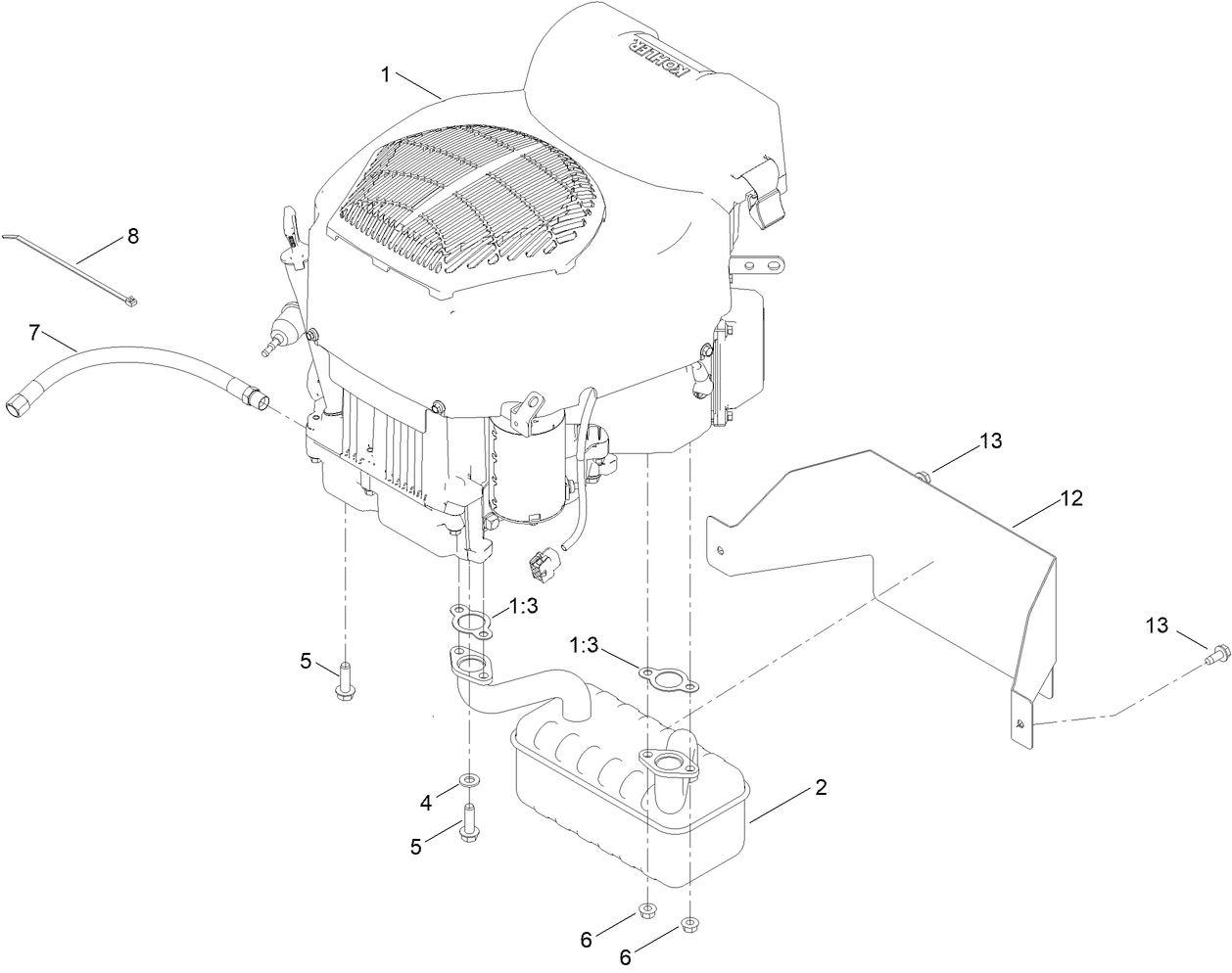 Engine and Muffler Assembly
