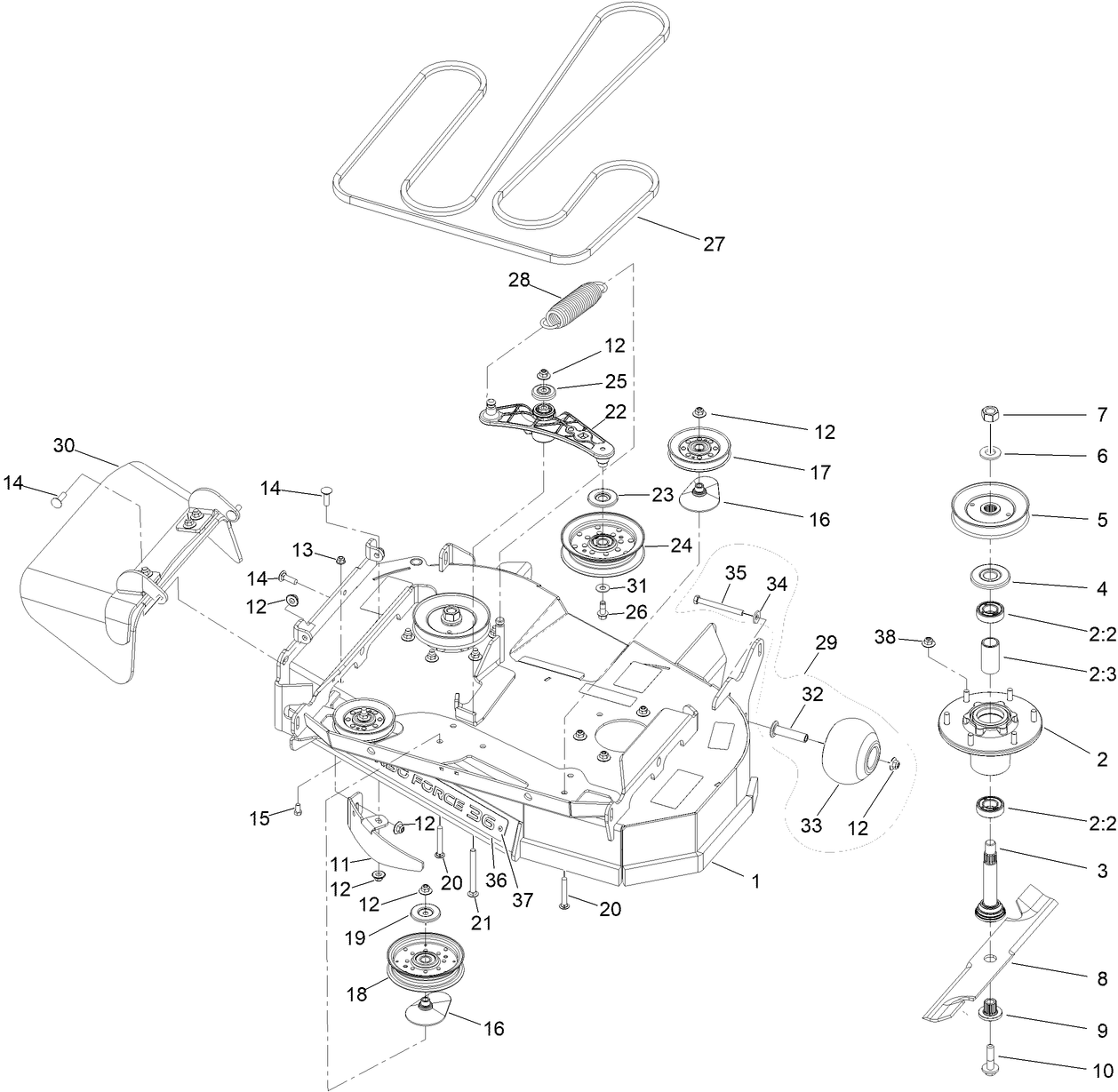 36 Inch Deck Assembly