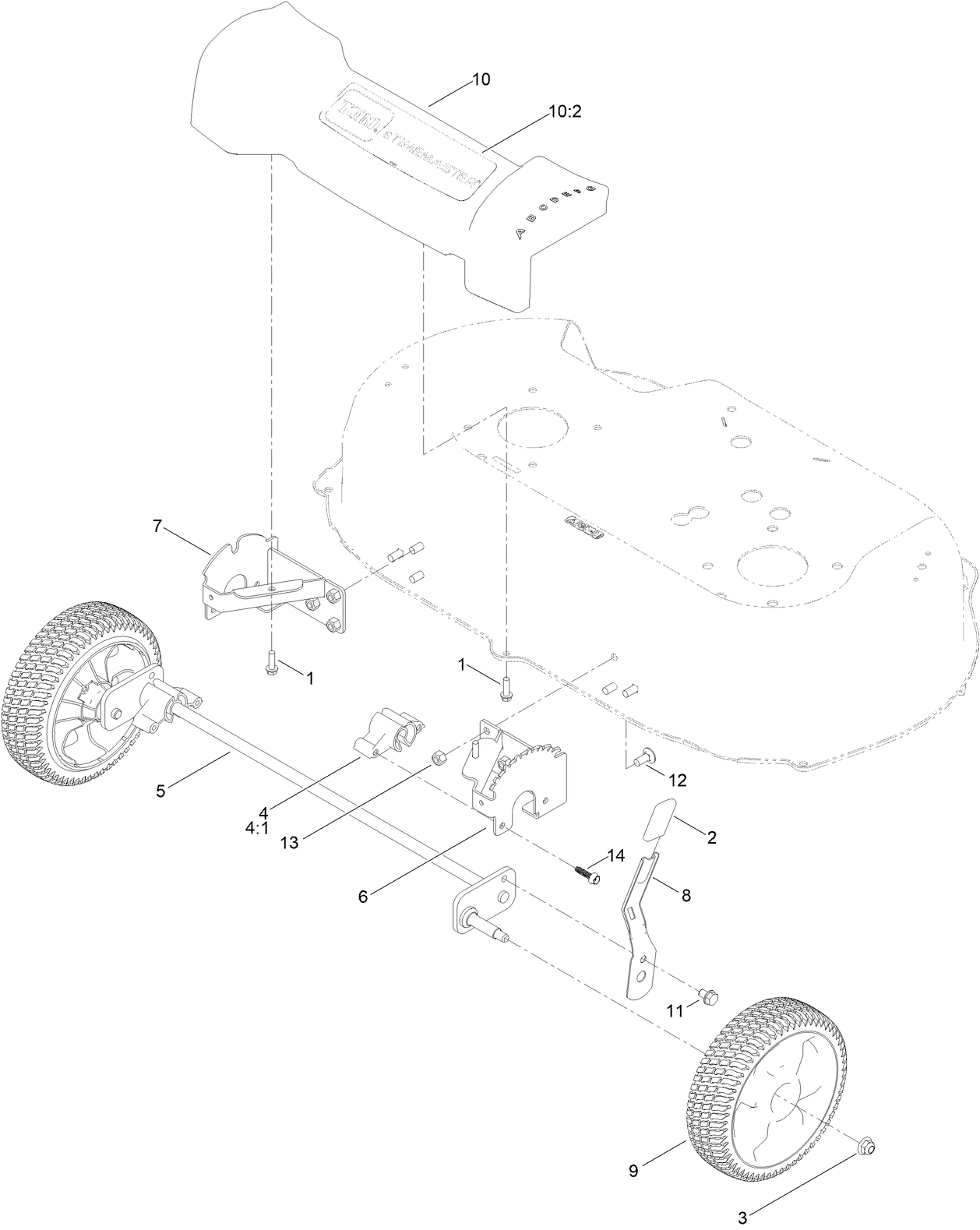 Front Wheel and Height-of-Cut Assembly