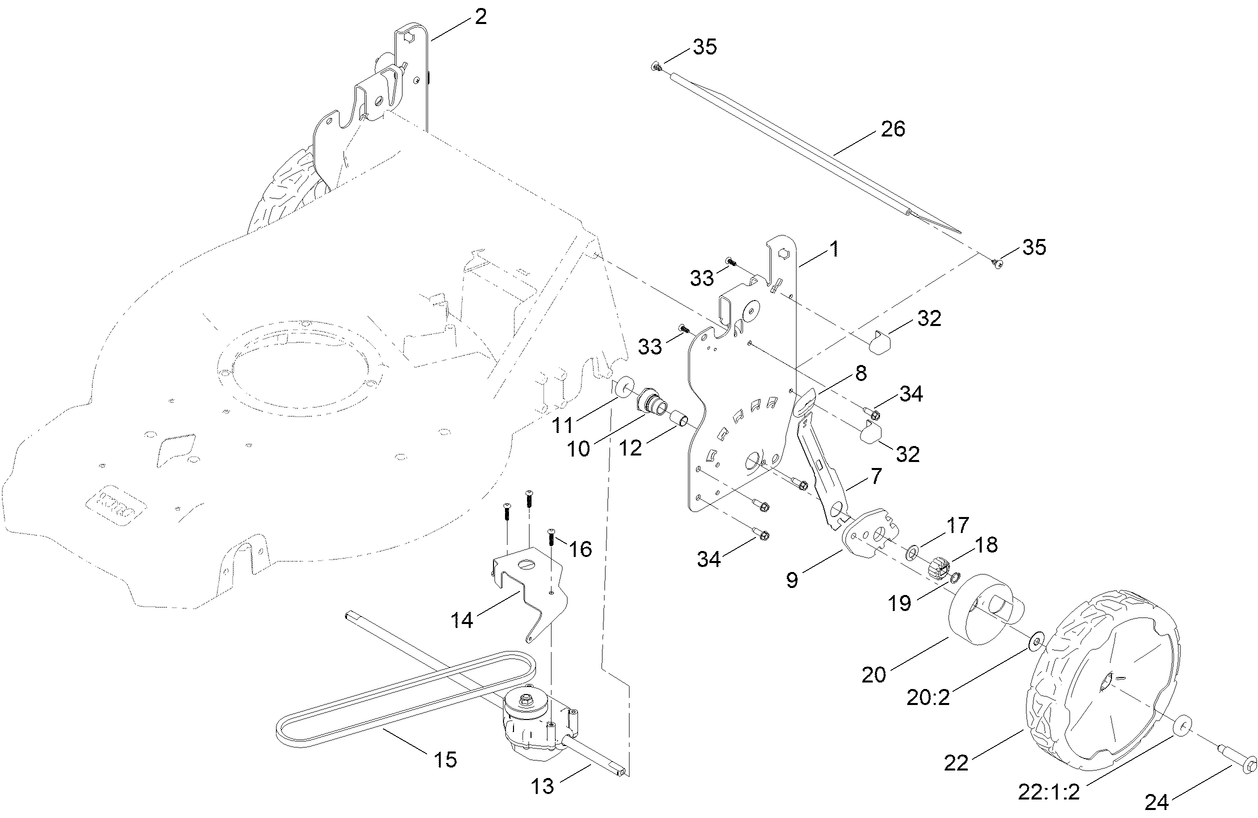 Rear Wheel and Height-of-Cut Assembly