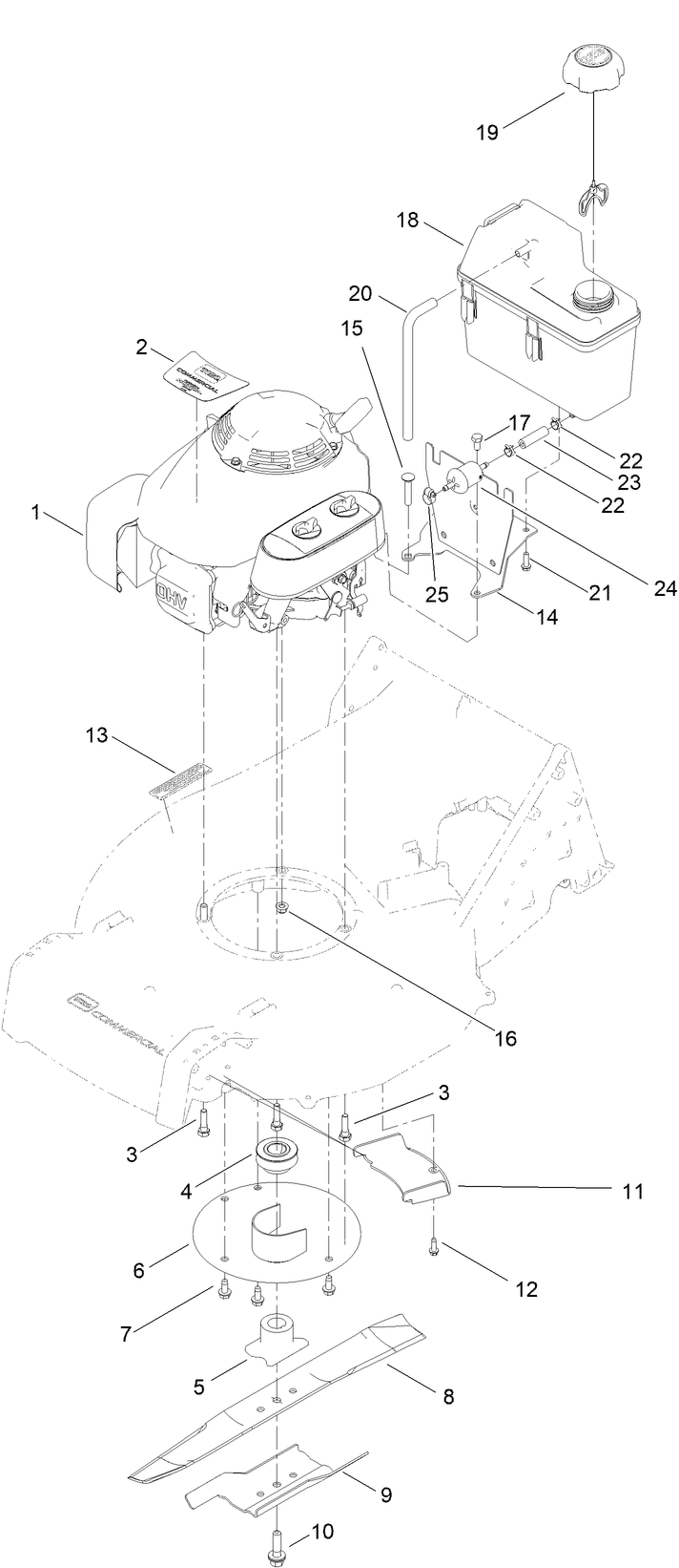 Engine, Fuel-Tank and Blade Assembly
