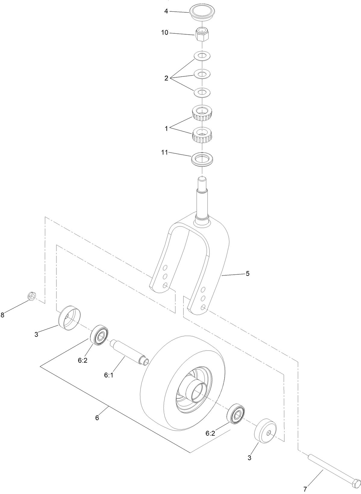Rear Caster Wheel Assembly