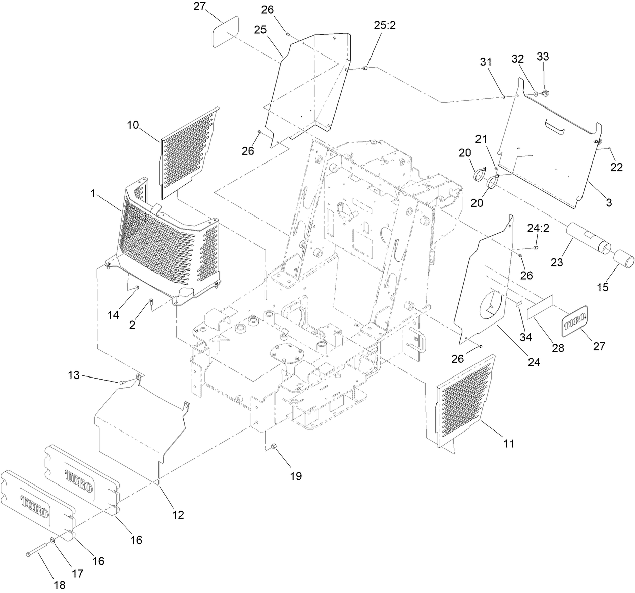 Grill, Side Cover and Counterweight Assembly