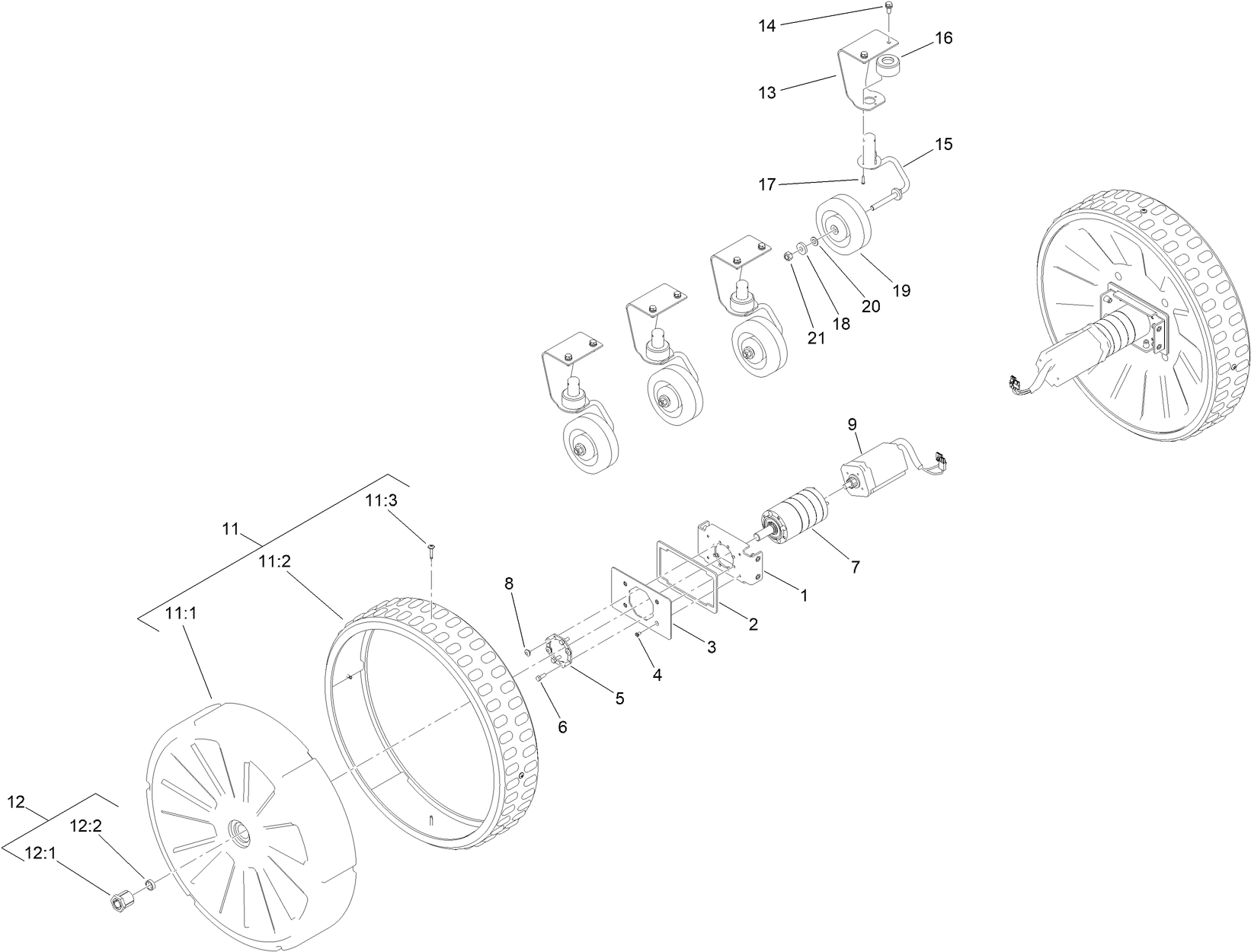 Wheels and Drive Motor Assembly