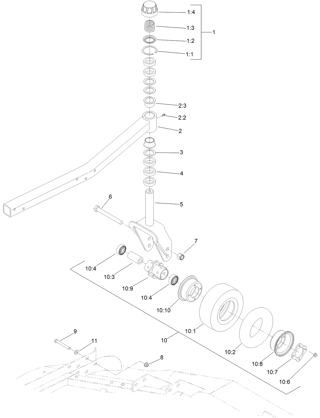 Right Hand and Left Hand Castor Arm and Wheel Assembly
