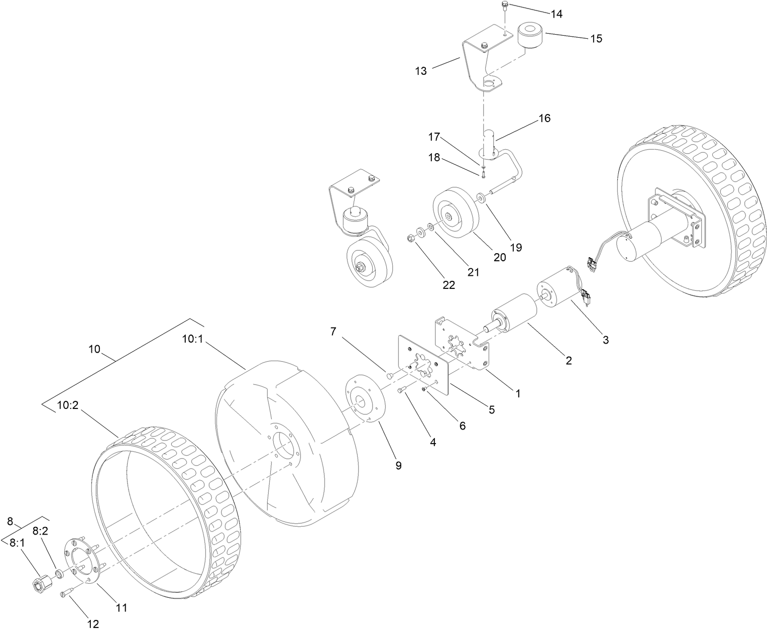 Wheels and Drive Motor Assembly
