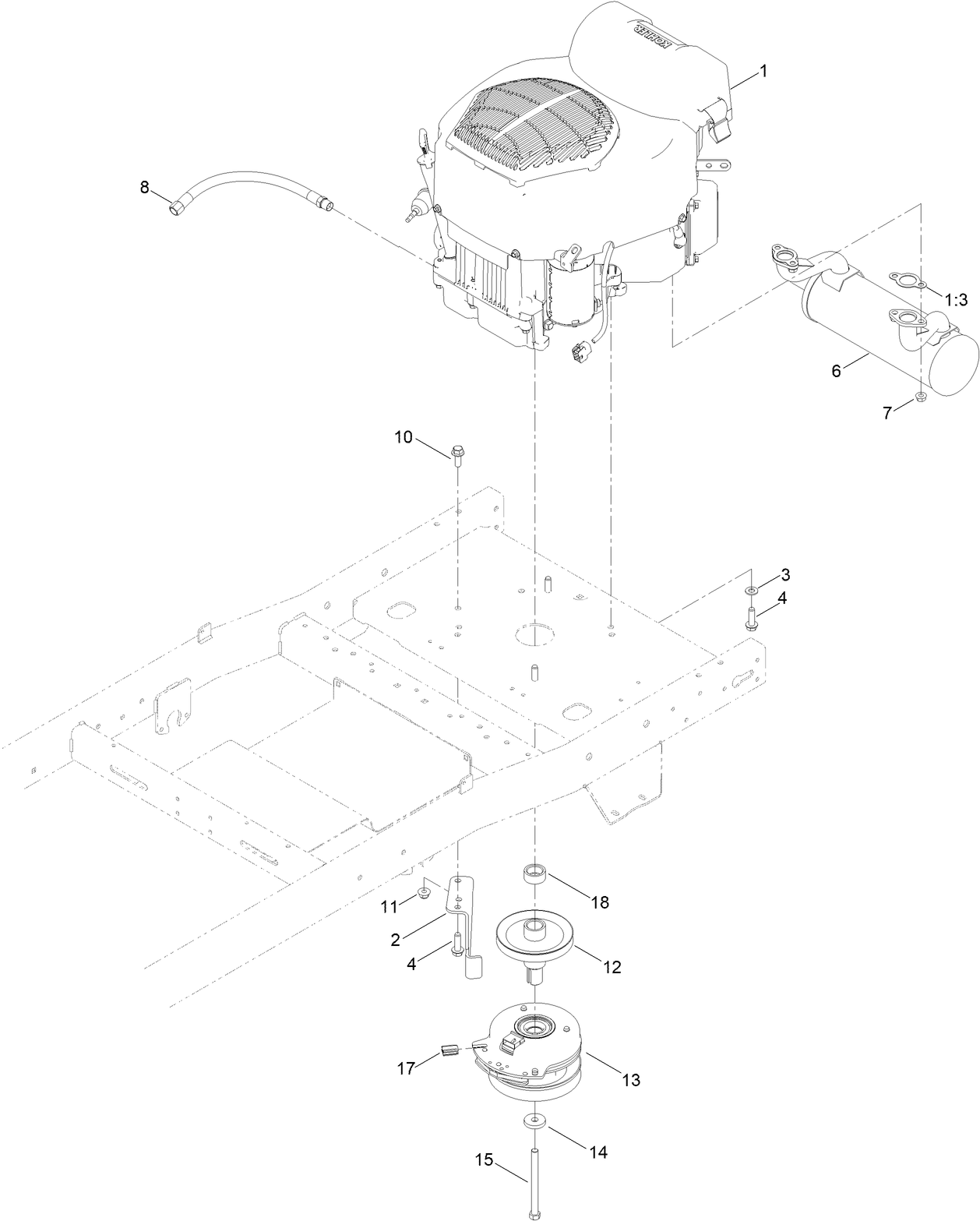 Engine and Muffler Assembly