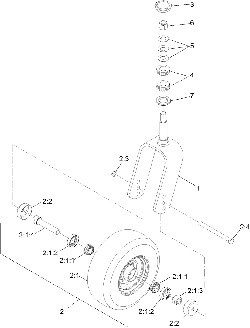 Caster Fork and Wheel Assembly